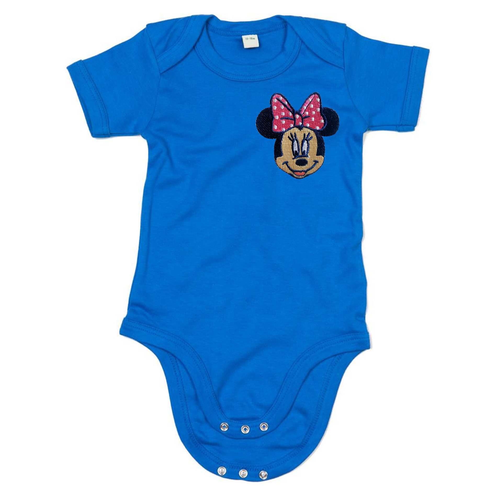 Strampler Minnie Maus Baby Body Kurzarm aus Baumwolle mit Disney Stickerei Motiv