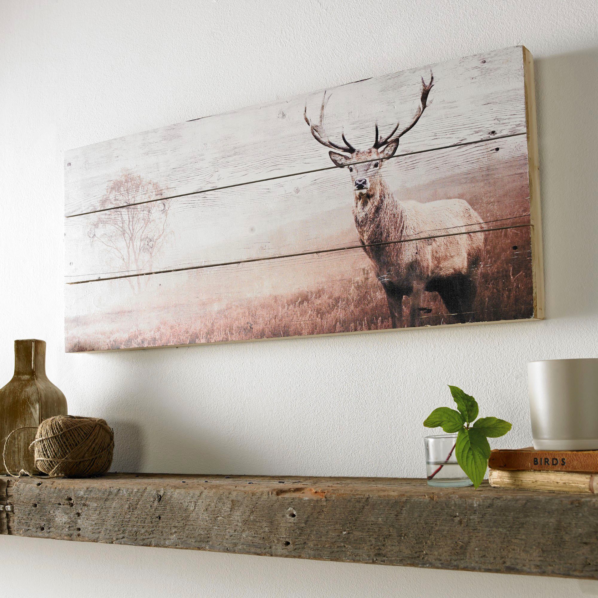 Art for the home Holzbild Stag, Hirsche