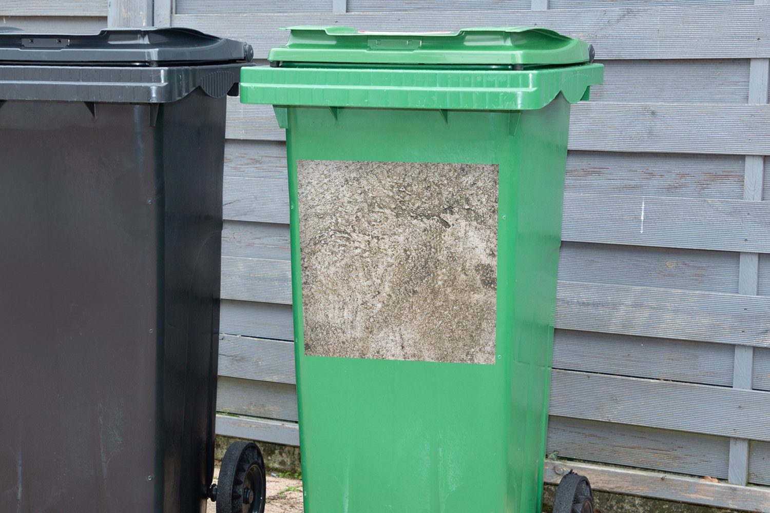 Abfalbehälter (1 Mülleimer-aufkleber, - Grau - Mülltonne, MuchoWow St), - Zement Wandsticker Antik Sticker, Beton Container,