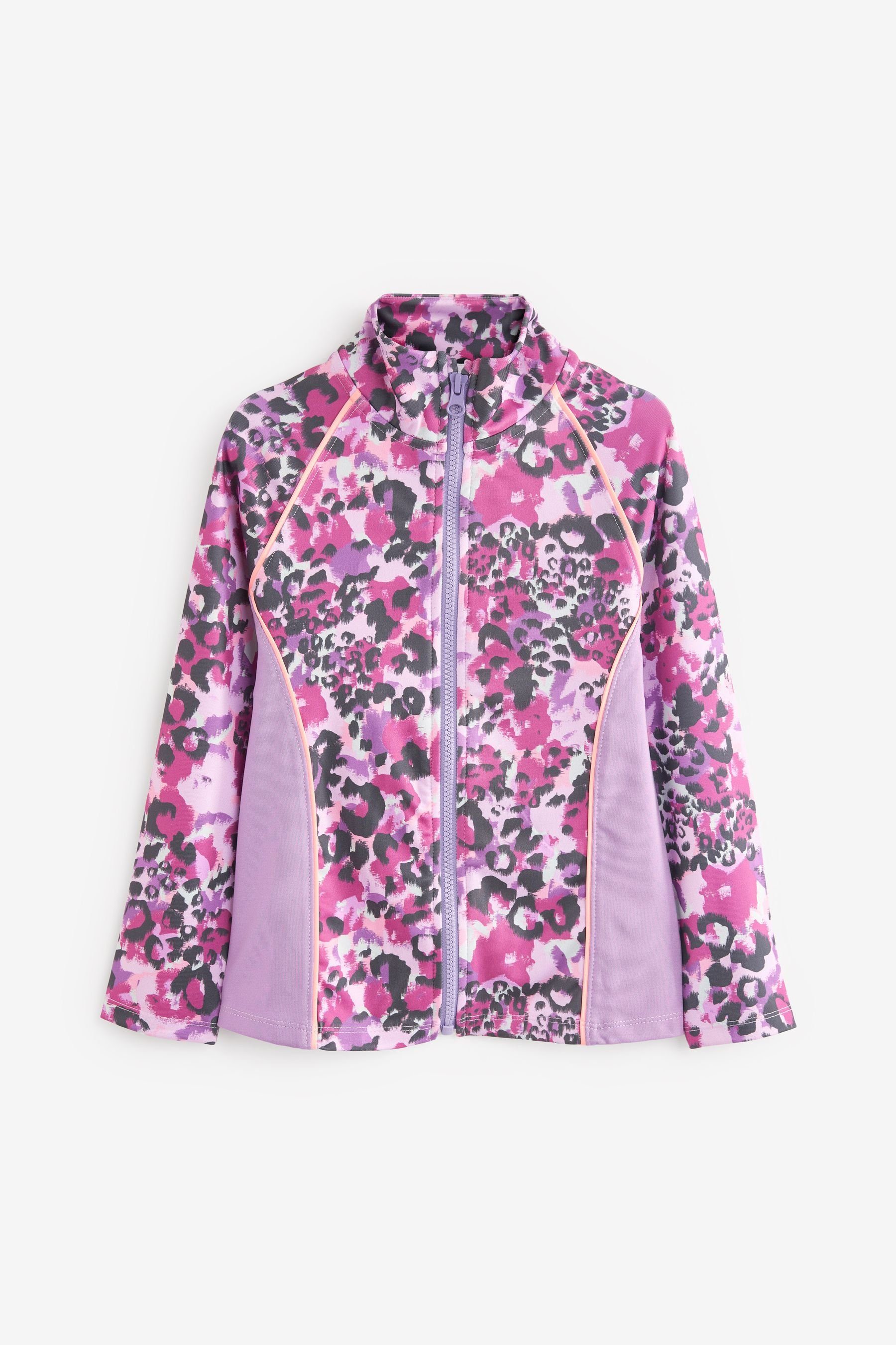 Next Sweatjacke Sportliches Top mit Reißverschluss (1-tlg) Purple Animal Printed