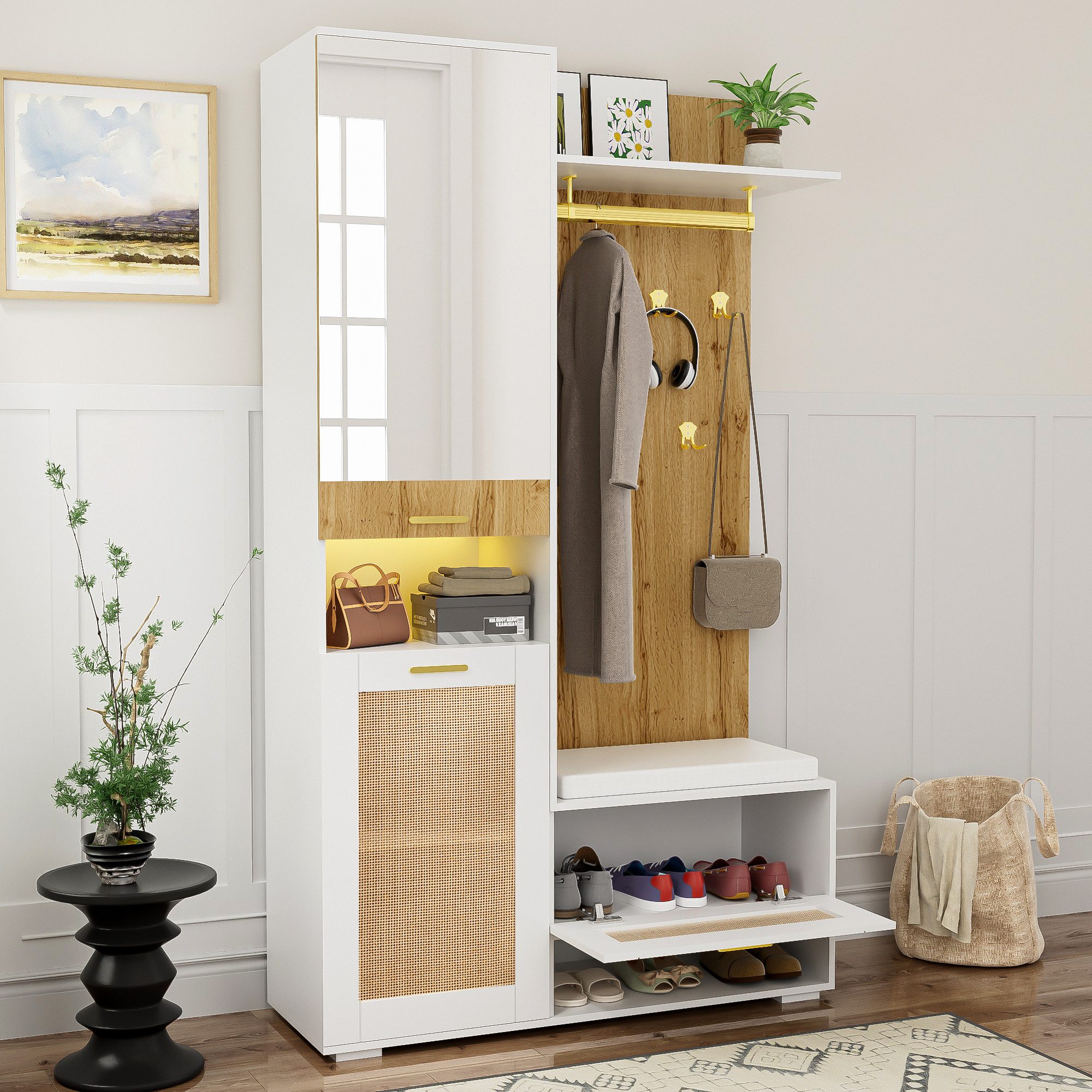 OKWISH Garderoben-Set mit goldene Akzente, (Kleiderschrank-Set günstig online kaufen