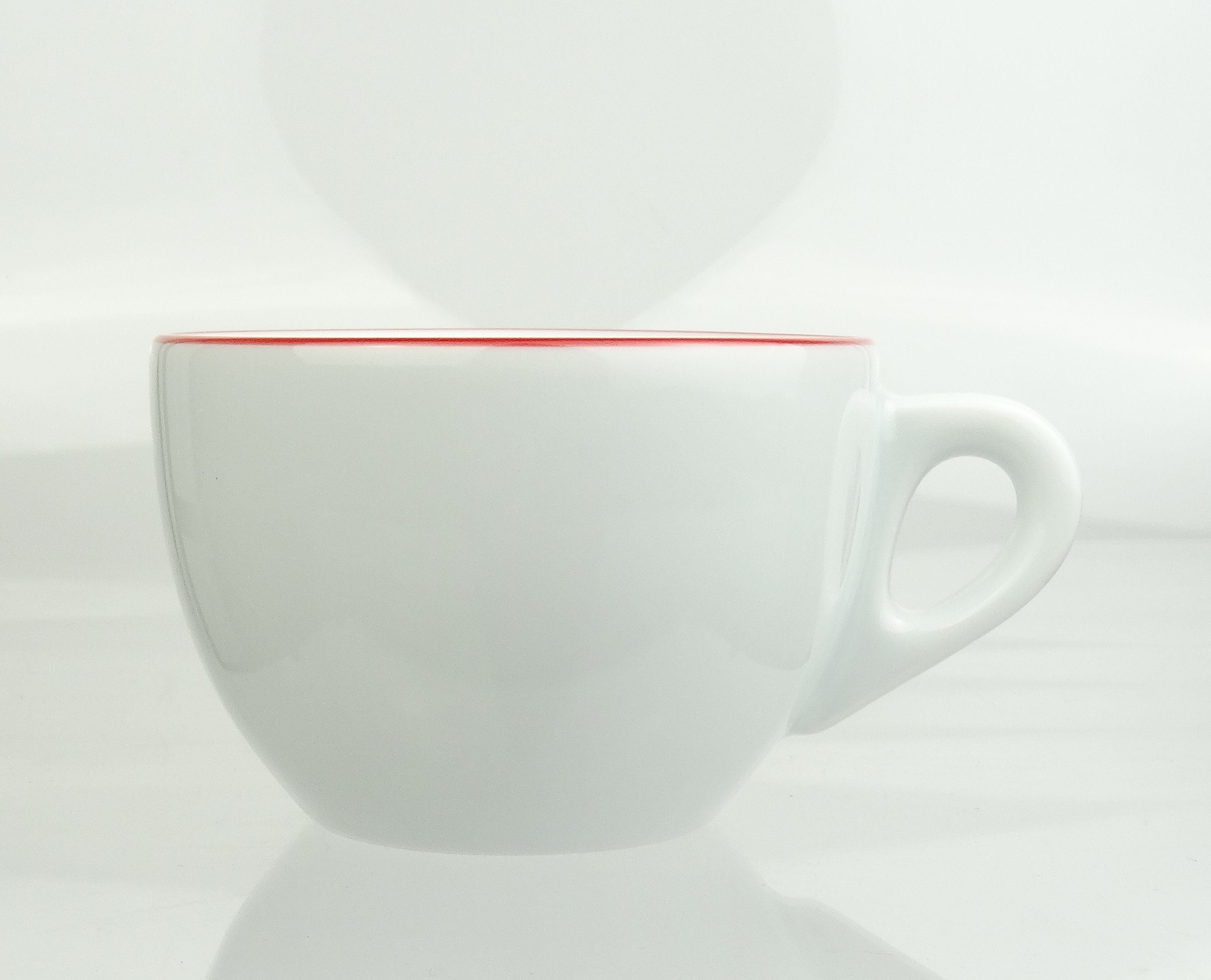 Ancap Cappuccinotasse dickwandig, roter Rand, Made in Italy, Porzellan, 2-teilig