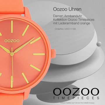 OOZOO Quarzuhr Oozoo Damen Armbanduhr Timepieces Analog, Damenuhr rund, groß (ca. 42mm) Lederarmband, Fashion-Style