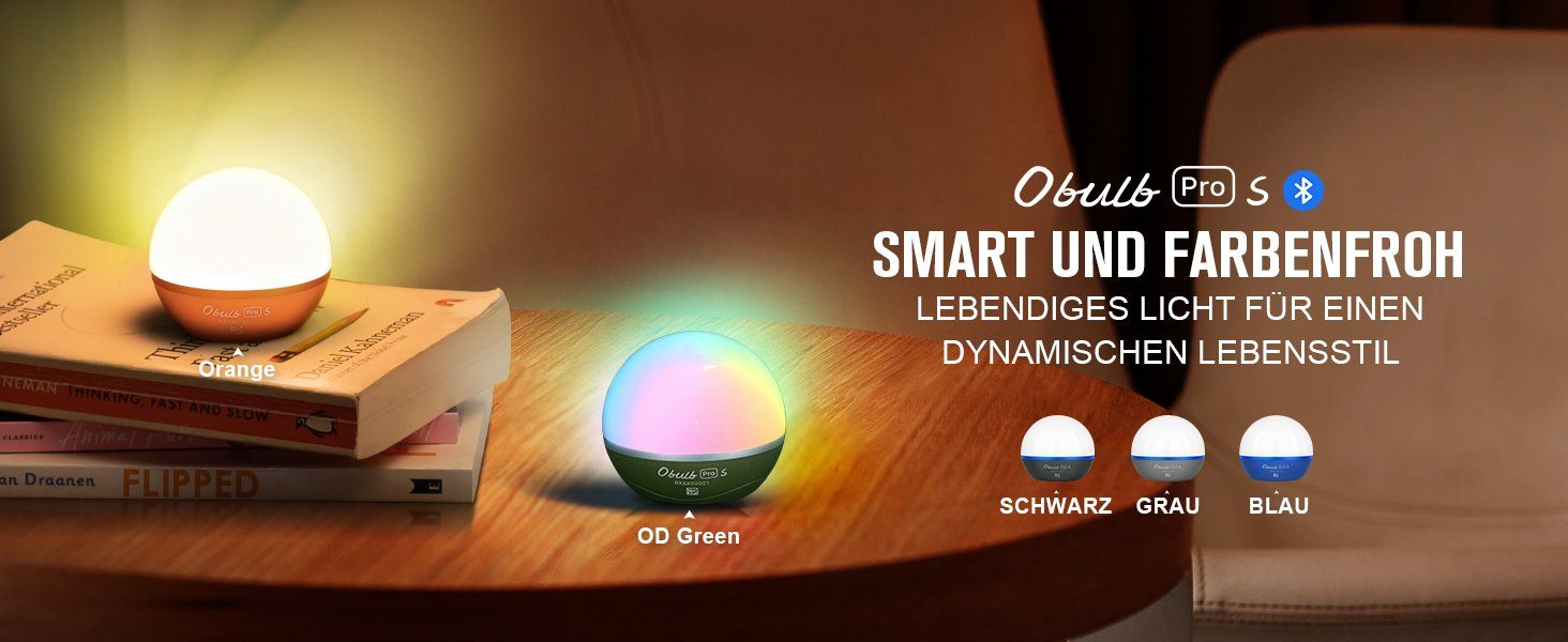 Lichtkugel Farbenfrohe S Pro OD Grün Nachtlicht Dynamische mit OLIGHT Obulb und App-Steuerung