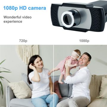 Cadorabo Webcam 1080P Webcam (Webcam 1080P - Mit Mikrofon USB 2.0 Webkamera mit drehbarem Clip)