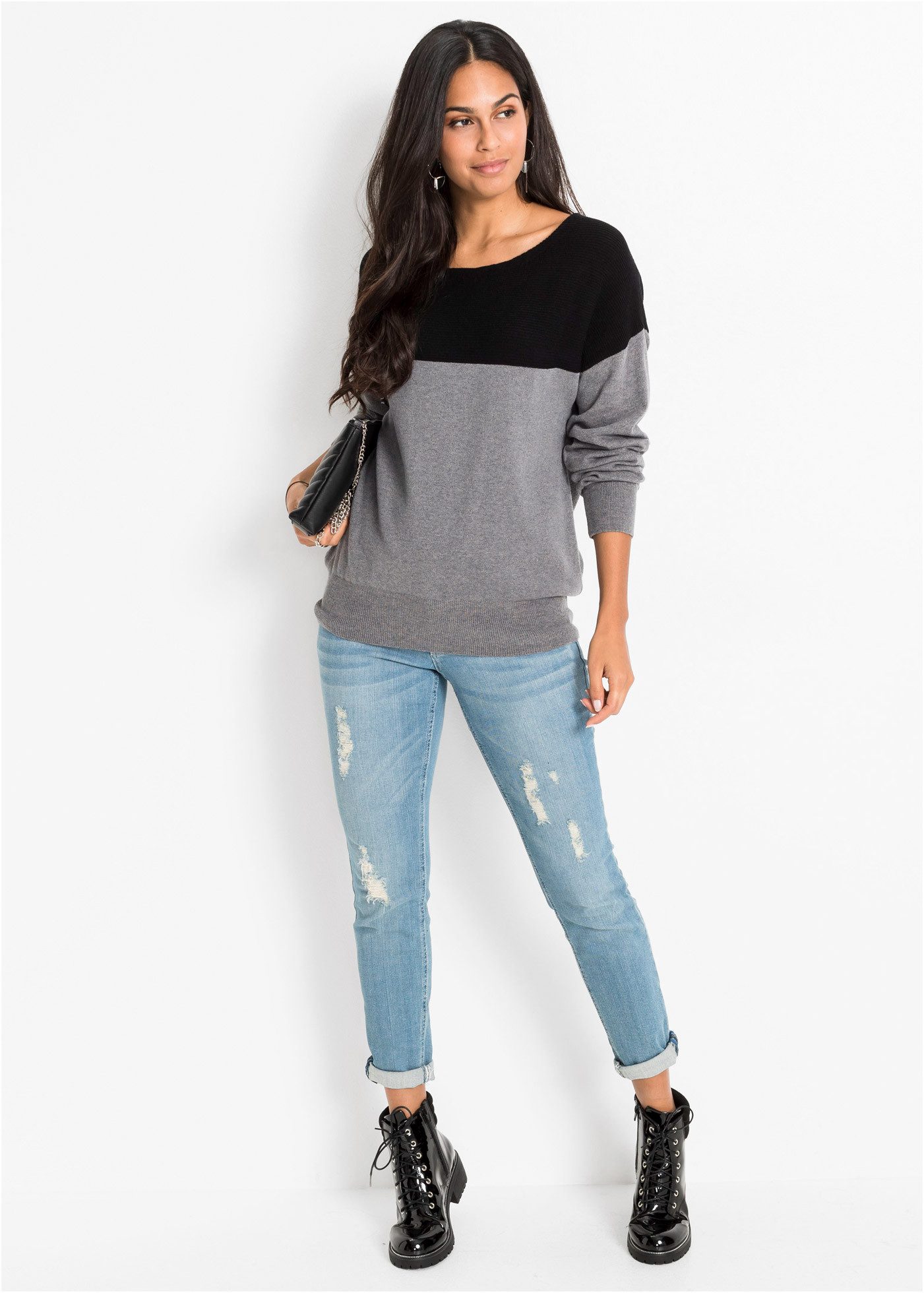 bonprix Strickpullover im Viskose-Mix, mit U-Boot-Ausschnitt, oversized