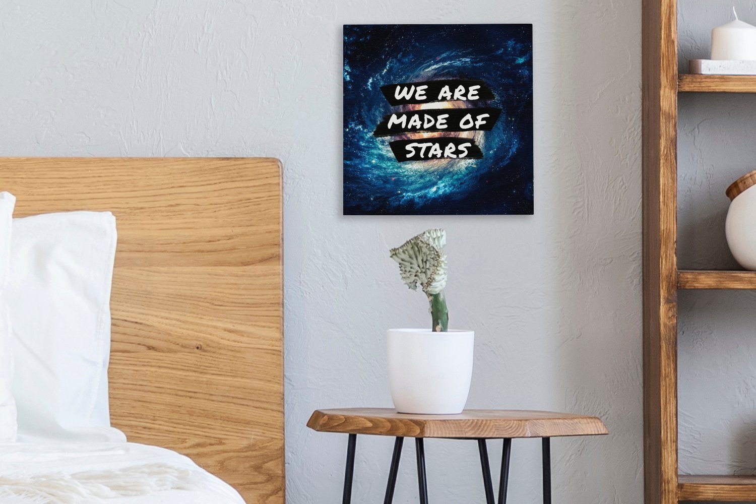 OneMillionCanvasses® Leinwandbild Zitate - für -, sind Sternen Wohnzimmer (1 Jungen - Bilder Schlafzimmer Sprichwörter 'Wir aus St), - gemacht' Leinwand