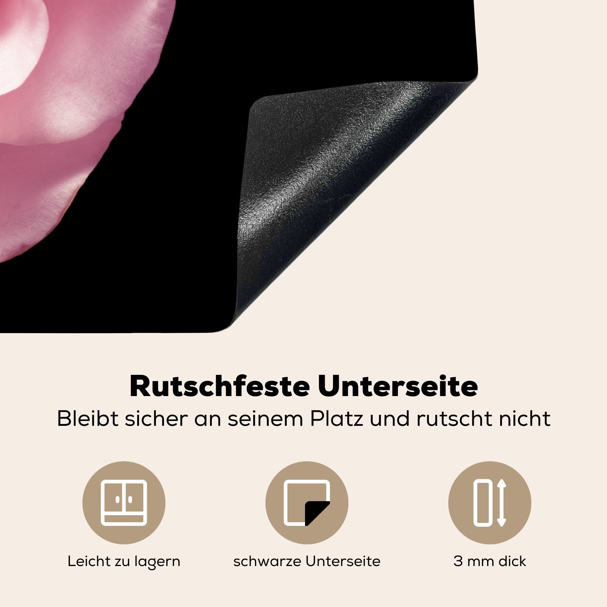 cm, Rose tlg), 81x52 Induktionskochfeld Blume - für Ceranfeldabdeckung Vinyl, - Rosa, MuchoWow Herdblende-/Abdeckplatte (1 küche, die Schutz