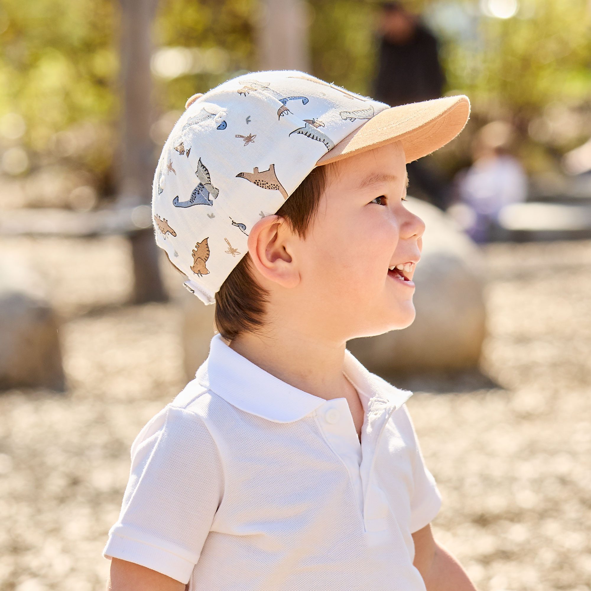 Maximo Baseball Cap (1-St) Wollweiß, Dino-Motiv, Klettverschluss, 5-Panel-Cap, Jungen