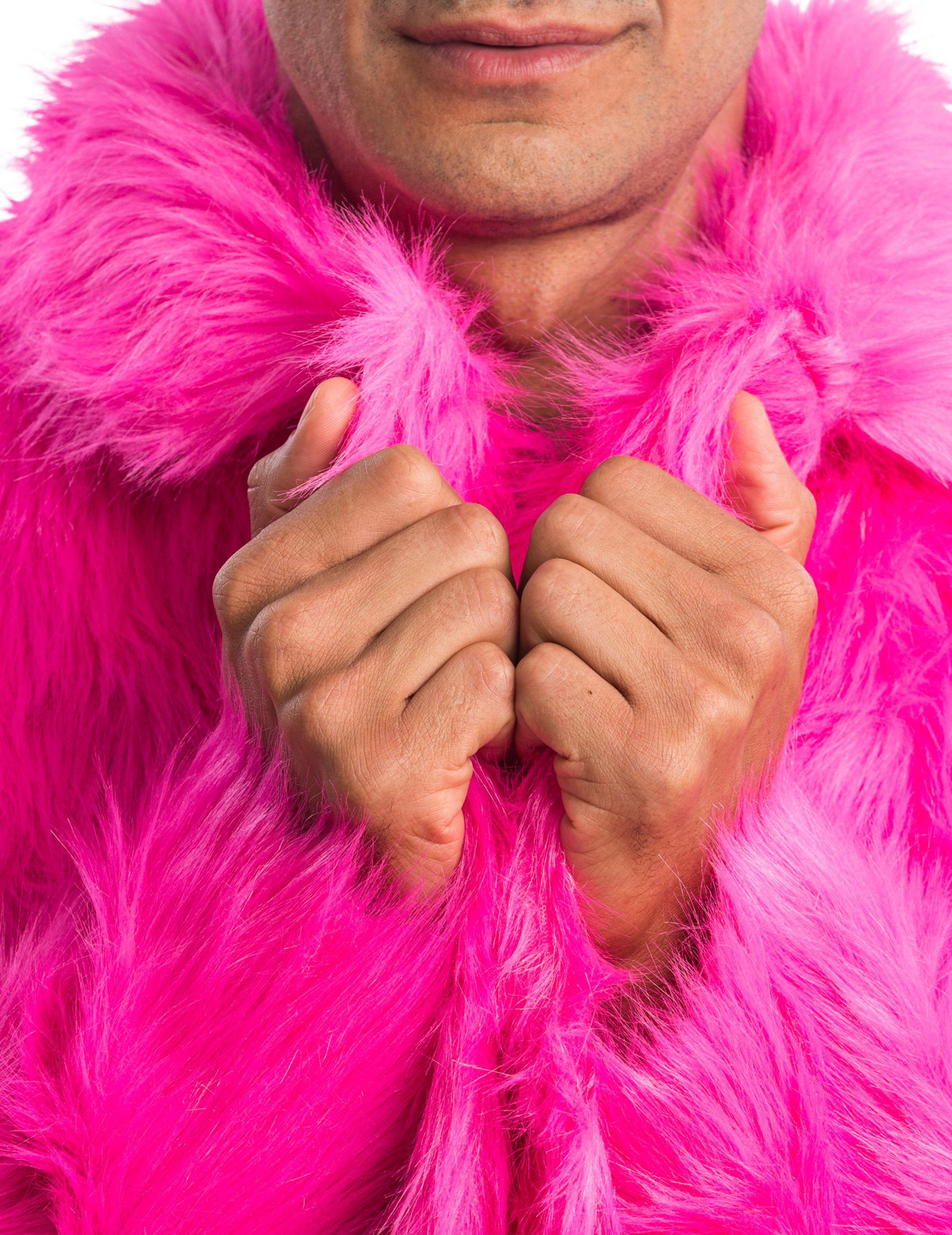 CHAKS Partyanzug Rosfarbenen Mantel aus Kunstpelz für Erwachsene günstig online kaufen