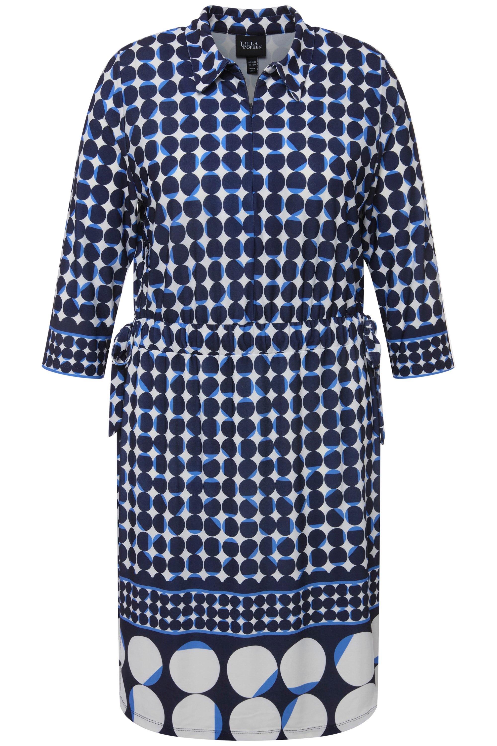 Ulla Popken Midikleid Midikleid Punkte-Mix Hemdkragen günstig online kaufen