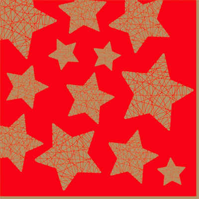 ti-flair Papierserviette, Servietten Papier 33x33cm mit Sternen Motiv 20 Stück Rot / Gold