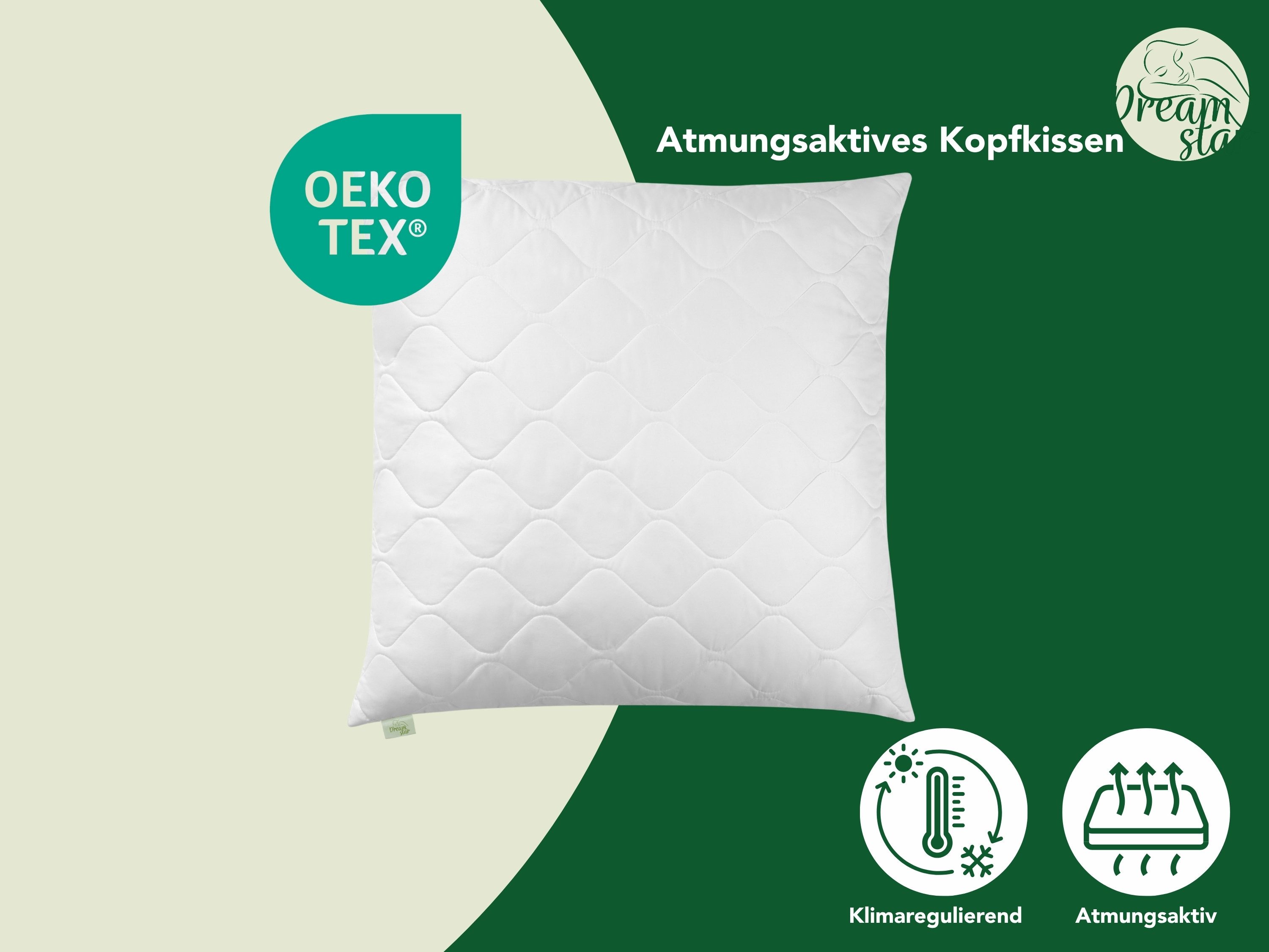 Dreamstar Microfaserkissen gestepptes Kopfkissen 40x80 cm und 80x80 cm - Premium Qualität, Füllung: 100% Polyester, Bezug: Microfaser, Rückenschläfer, Seitenschläfer, Bauchschläfer, Kissen 80x80 cm, Reißverschluss für Füllung, allergikerfreundlich