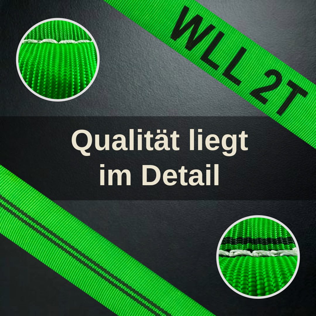 MCS CARGO SECURITY Zurrgurt Hebeschlinge, 2000kg, 2m, Hebegurt, Krangurt, grün (1-St)