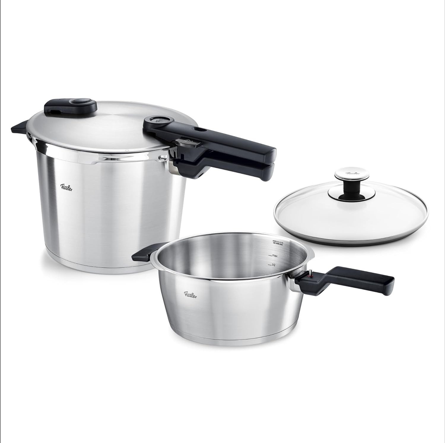 Fissler Schnellkochtopf Vitaquick® Premium, Edelstahl 18/10 (Set, 2-tlg., Schnellkochtopf 3,5 l + 6,0 l + Zusatzdeckel), Premium Qualität – Made in Germany