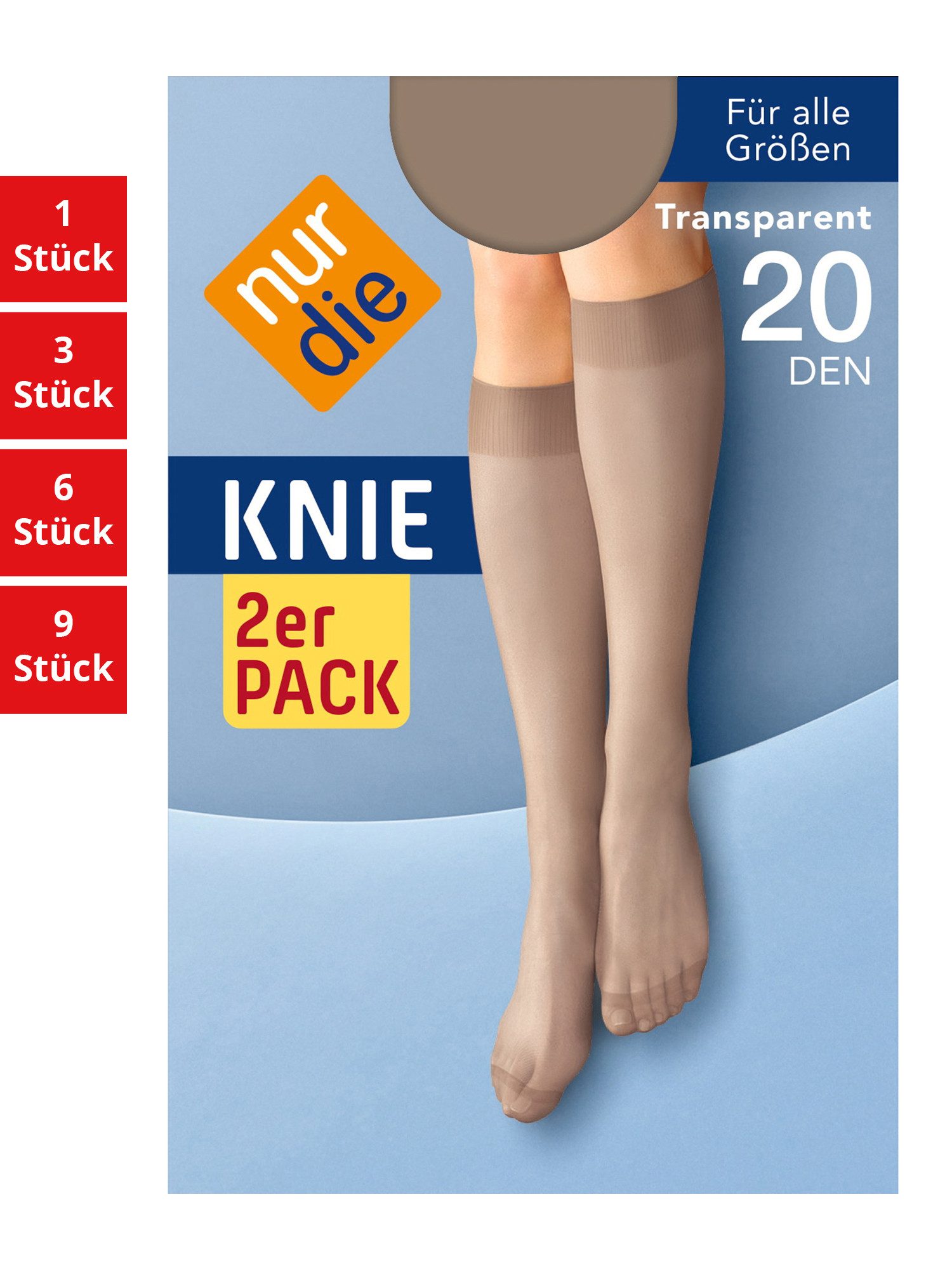 Nur Die Kniestrümpfe 20 DEN Damen (1er/3er/6er/9er Pack, 2-Paar) Knie-strüm günstig online kaufen