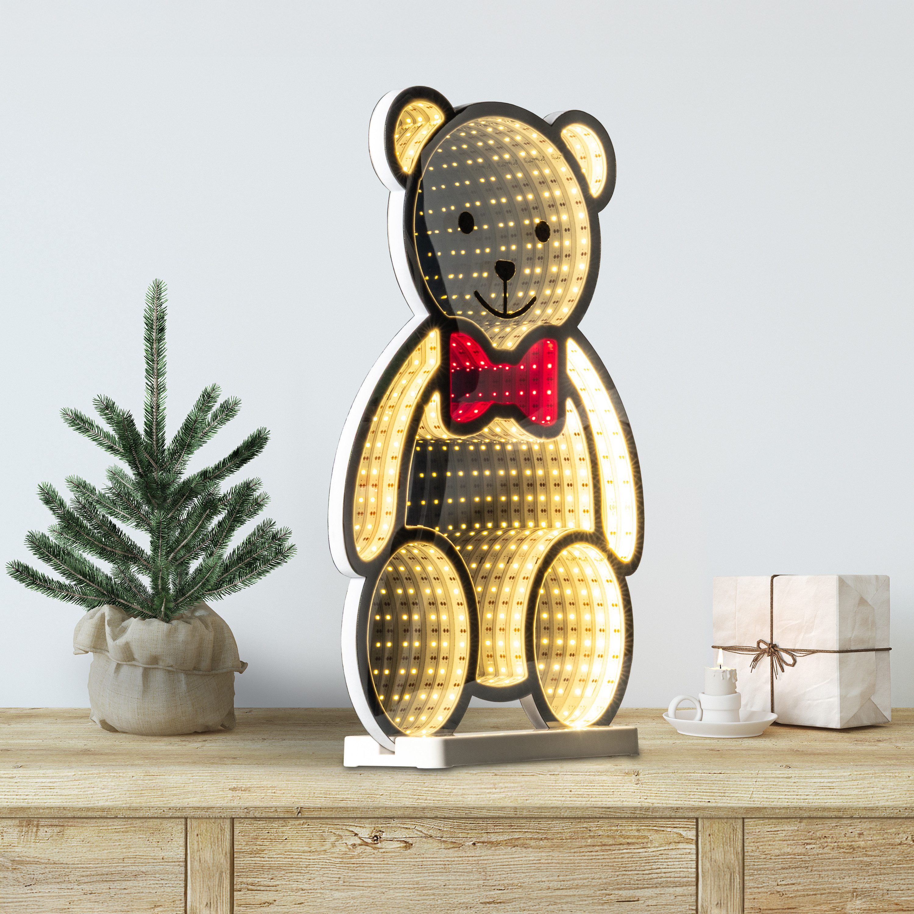 OTTO home LED Dekolicht Evvina - Teddybär, LED fest integriert, Warmweiß, Infinity Effekt, Deko für Innen, beidseitig beleuchtet, 40 cm