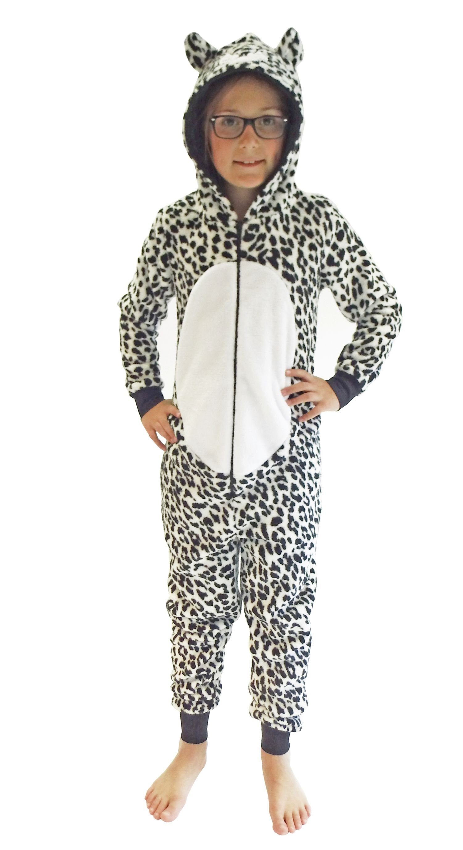 Mädchen Schlafanzug niedlichen Tier in Onesie Pyjama Normann Jumpsuit Motiv Leopard Overall