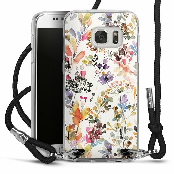 DeinDesign Handyhülle Blume Muster Pastell Wild Grasses Samsung Galaxy S7 Handykette Hülle mit Band Case zum Umhängen