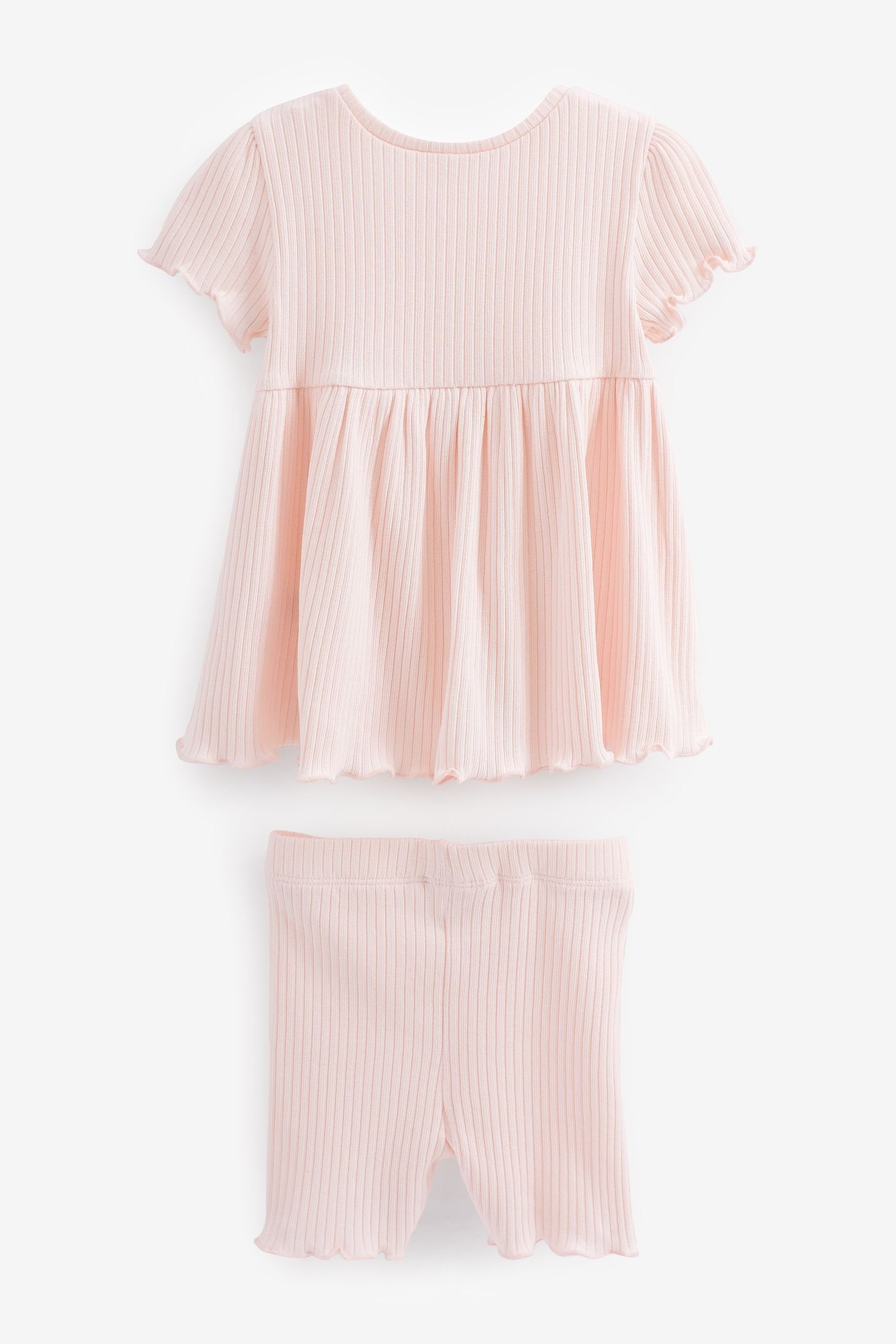 (2-tlg) T-Shirt Pink und Set Kurzarmoberteil Next im Shorts & Shorts Pale