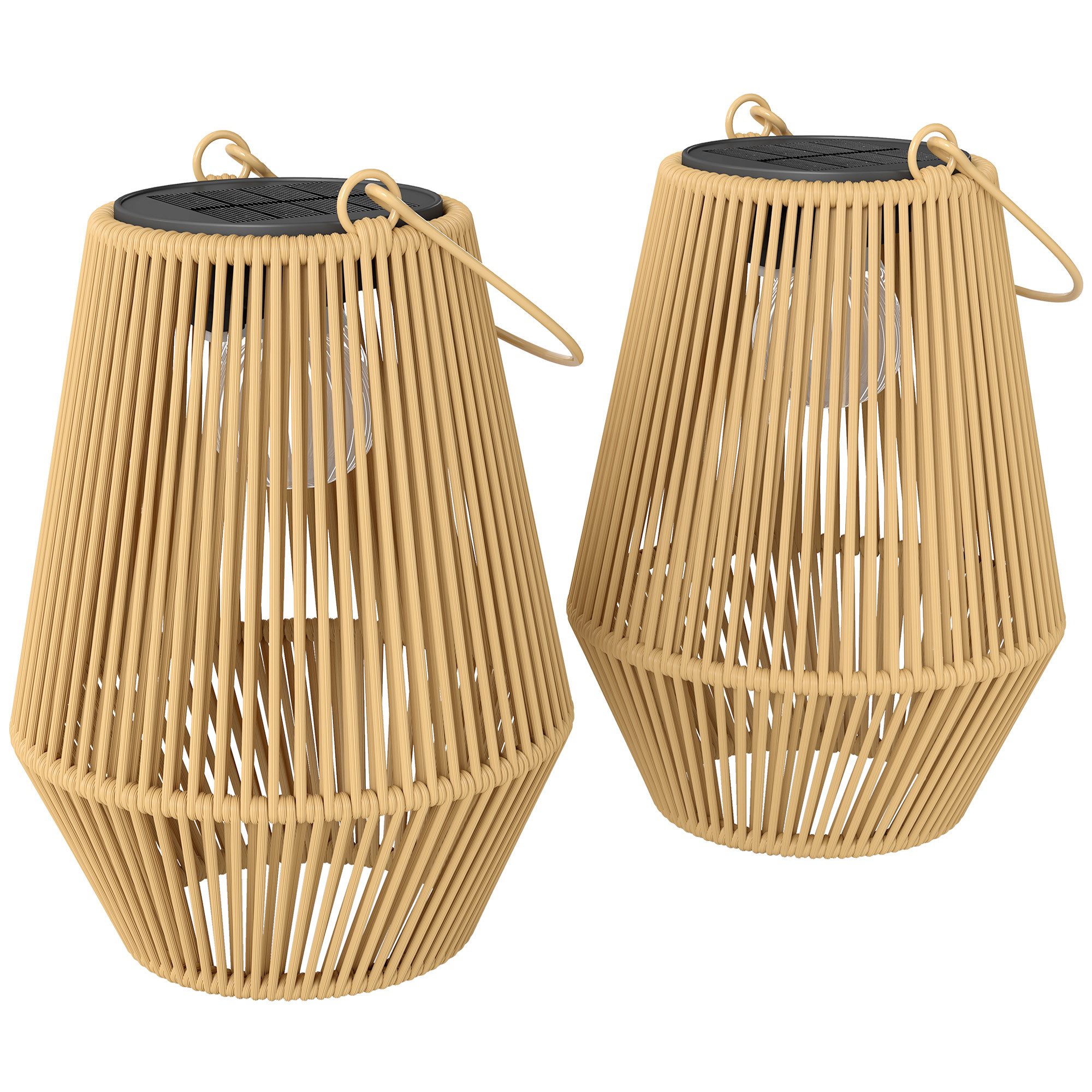 Novzep LED Stehlampe 2St Solar Stehlampe Rattan Hängend Solarlampen mit Lichtsensor, für Garten Balkon