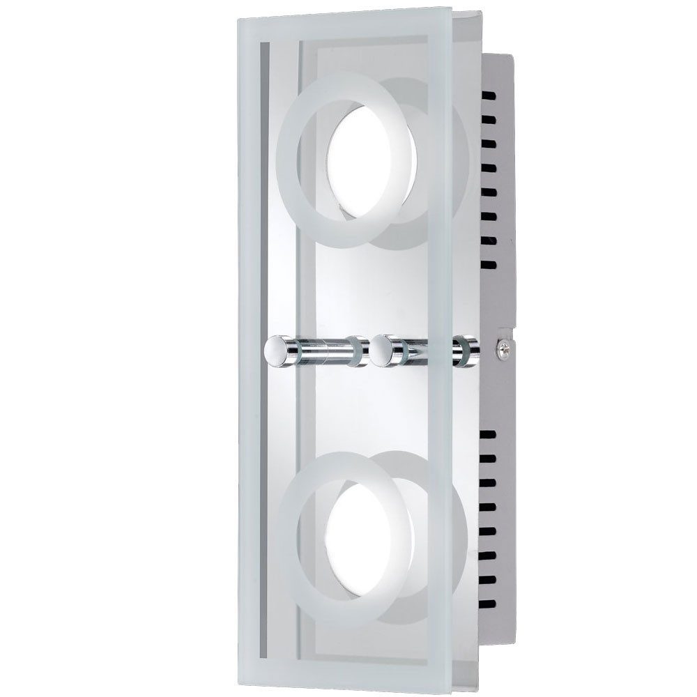 WOFI LED Wandleuchte, LED-Leuchtmittel fest verbaut, Warmweiß, LED Decken Leuchte Wohnraum Wand Lampe Glas Strahler silber 2-flg WOFI
