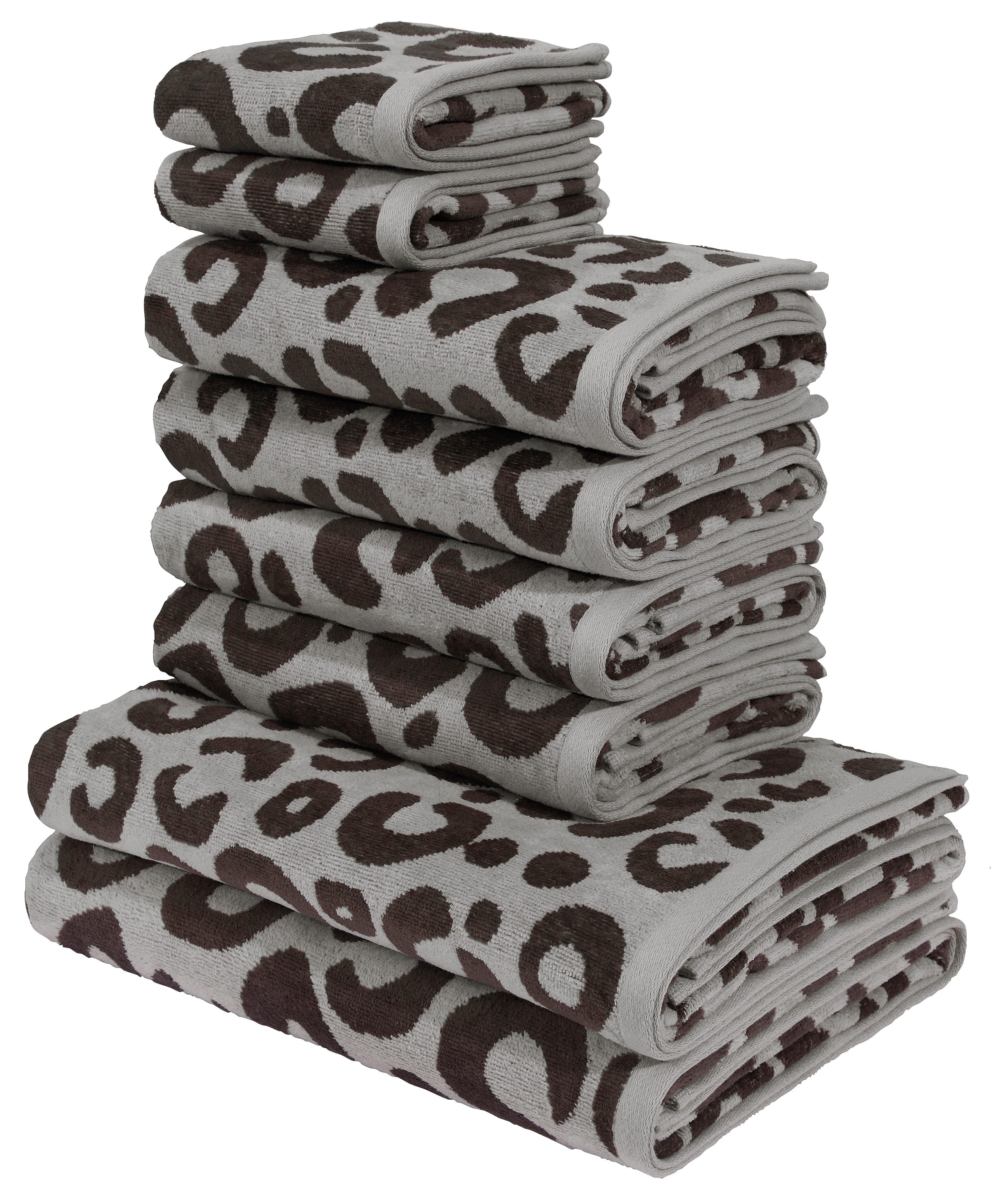 Handtuch Set Anna Leopardmuster, 8-tlg Handtuch-Set, 100% Baumwolle