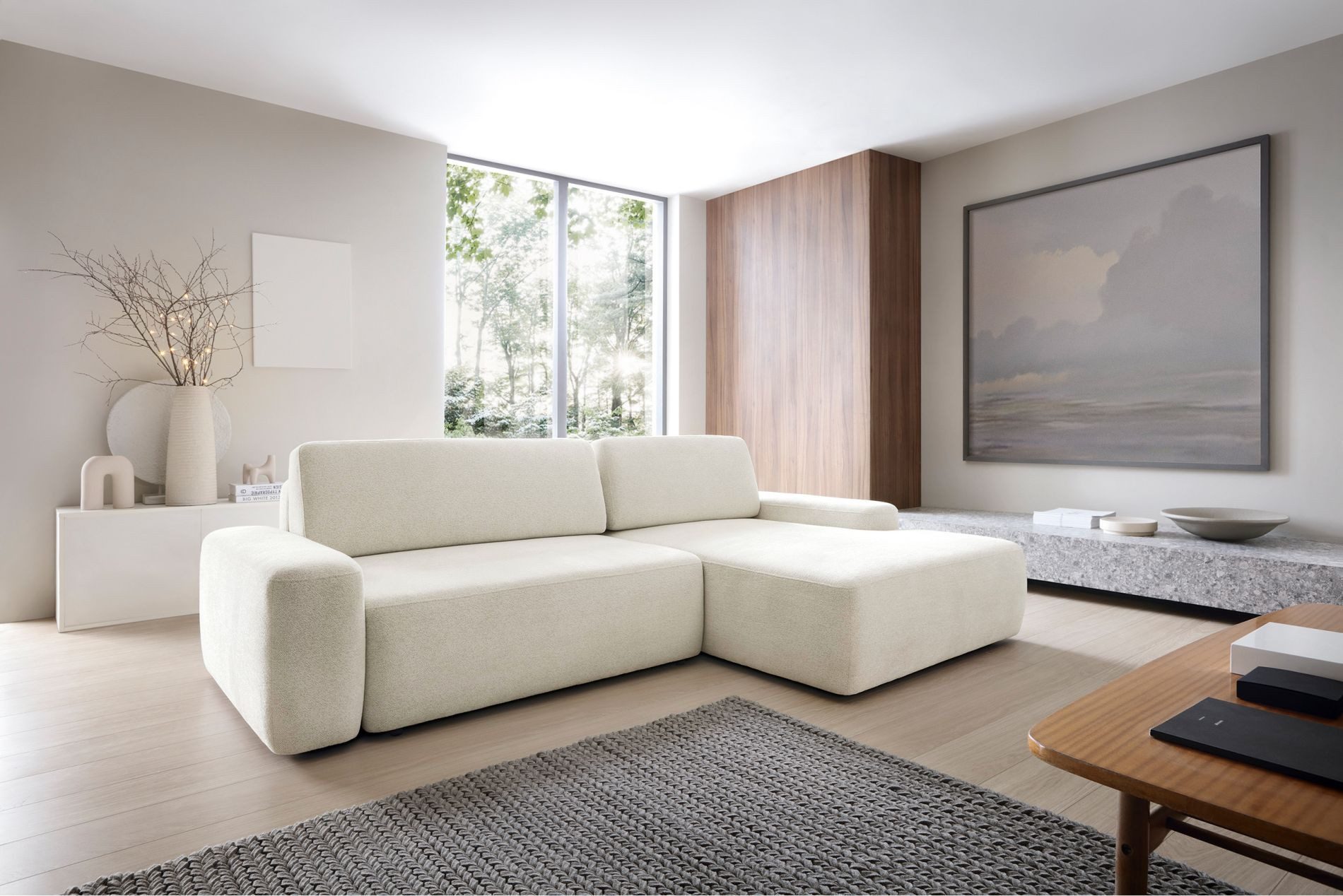 Selsey Ecksofa BALEO, Ecksofa mit Schlaffunktion, Stauraum und Chenille-Bezug