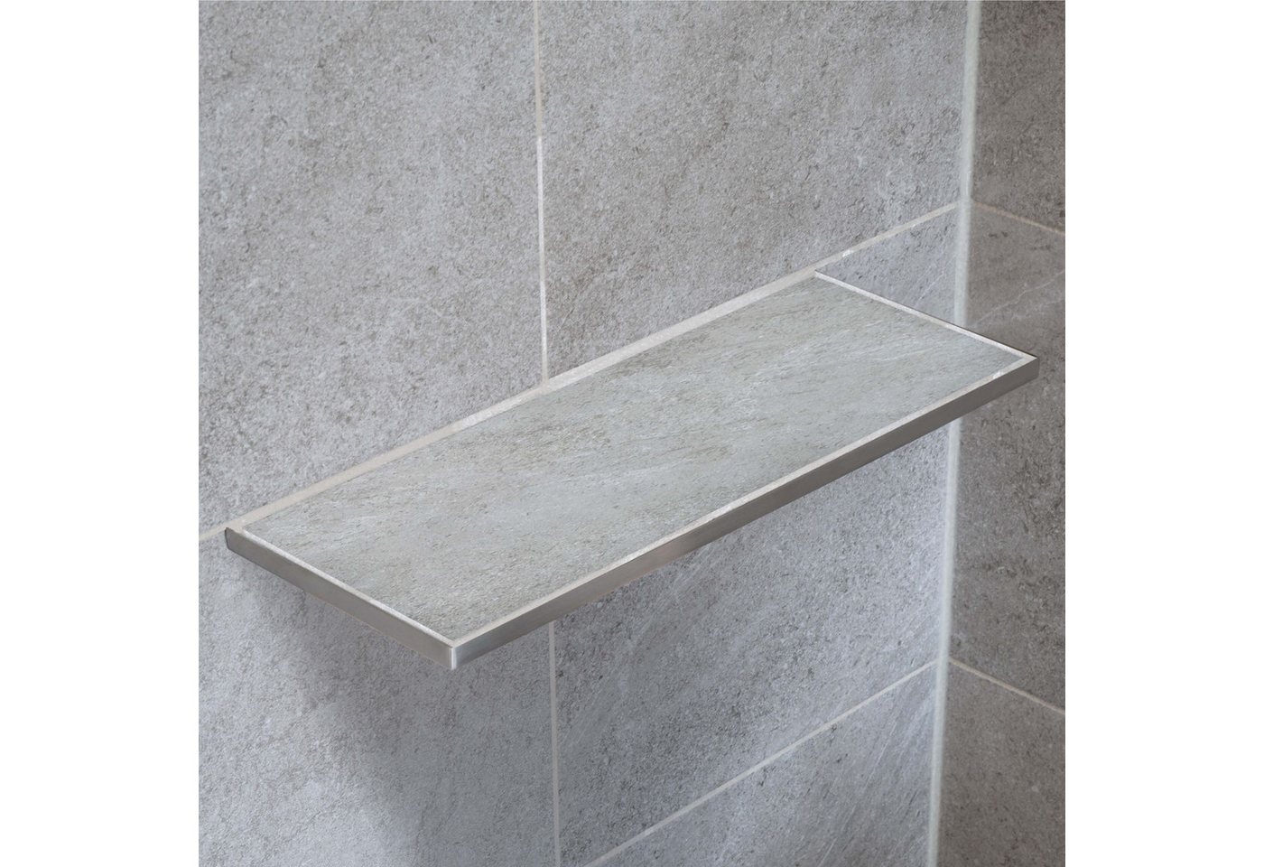 Dalsys Duschregal, Befliesbare Duschablage Ecke 400mm x 150mm Silber 1-tlg., Ablage zum Einfliesen, Edelstahl korrosionsbeständig, Bad Accessoires
