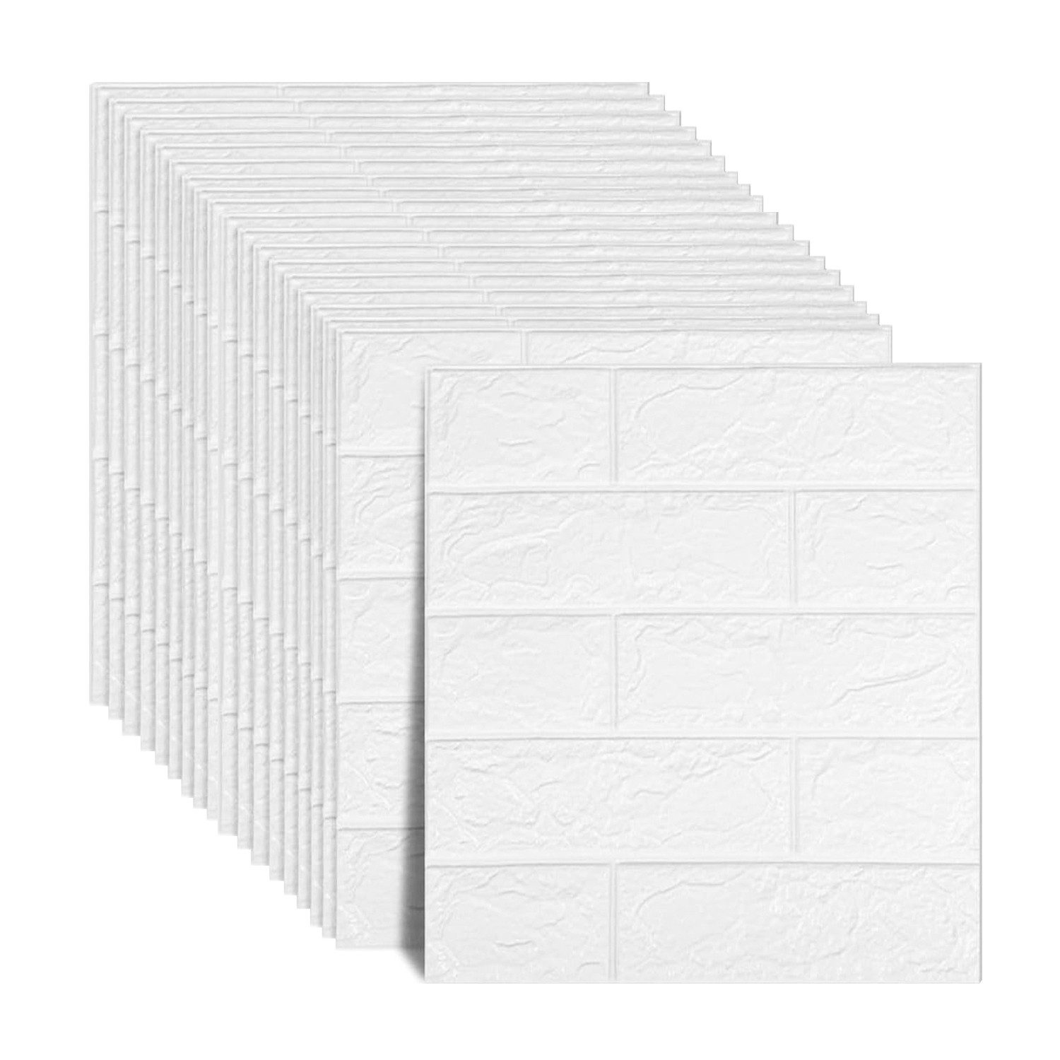 OSTWOLKE 3D-Tapete 20 Stück selbstklebende Wandpaneele Ziegel Tapete Weiß 35x38,5cm, für Küche Schlafzimmer Badezimmer