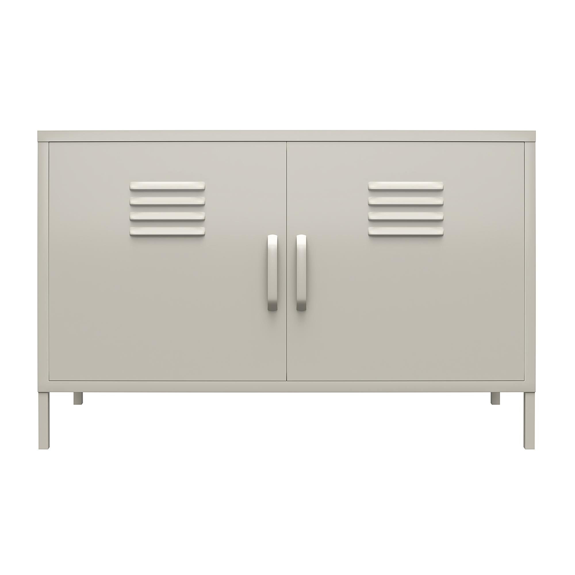 2 Anrichte, taupe Schrank, Sideboard Metall, 100 cm Spint loft24 Look, Retro Türen, Bradford, Breite