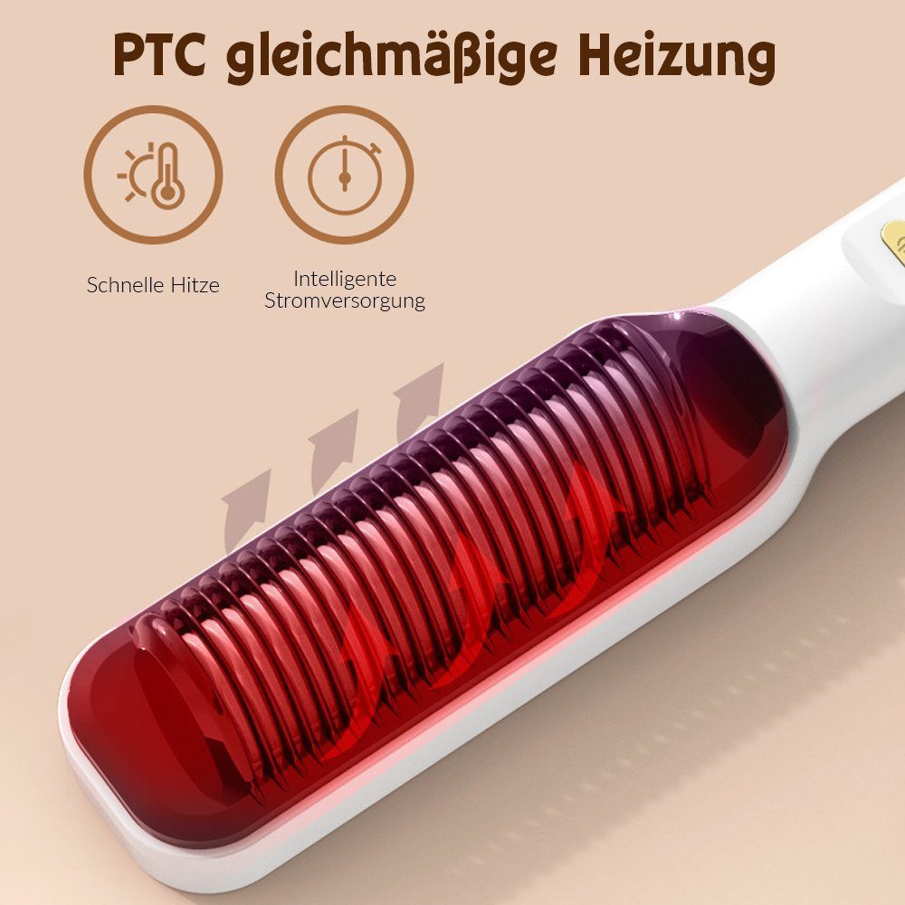 feinlux Haarbürsten-Set Haarglättungskamm für Frauen, Packung, 2-in-1 Glätten und Locken Hitzeschutz-Kammzähne