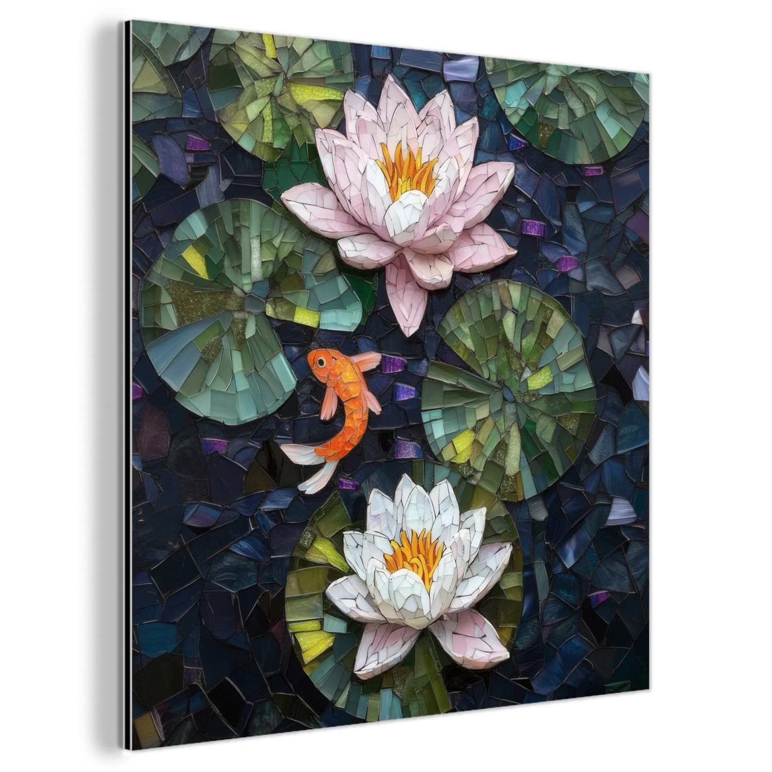 MuchoWow Metallbild Glasstücke - Lilienblätter - günstig online kaufen
