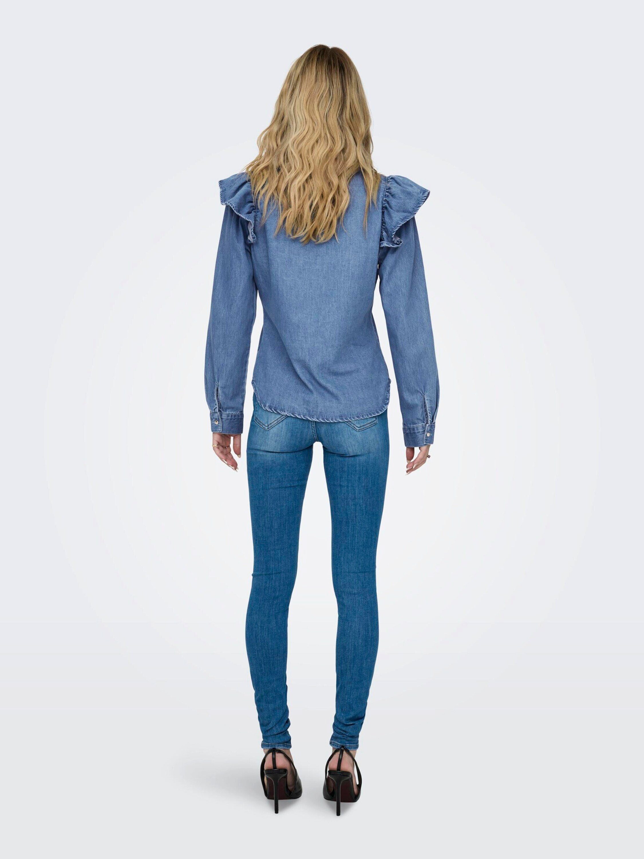 ONLY Langarmbluse Indigo (1-tlg) Rüschen günstig online kaufen