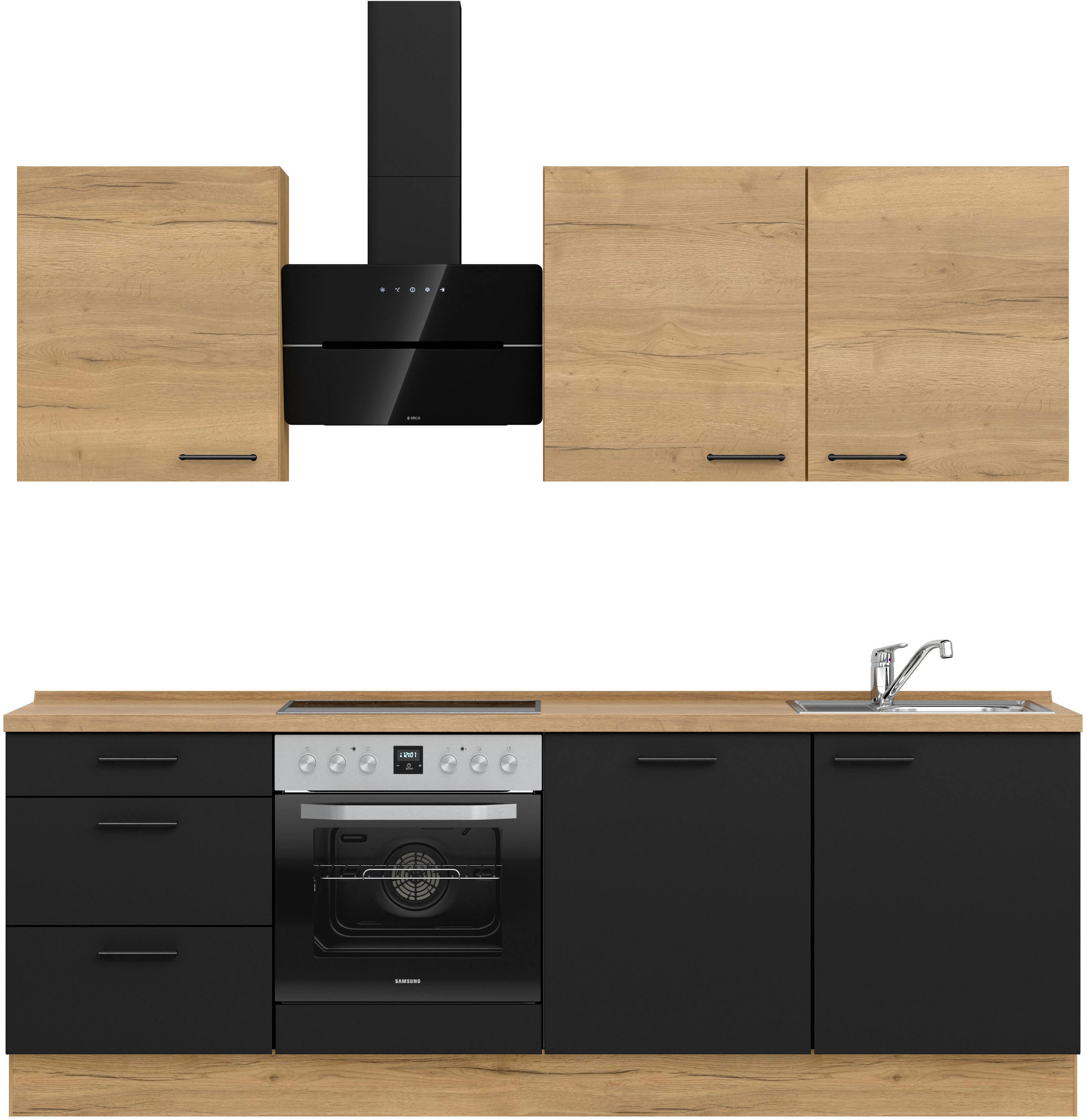 nobilia® Küchenzeile "MIAMI", NEU: individuell anpassbar mit gratis Profi-Beratung, vormontiert, Breite 240 cm, Ausrichtung wählbar, wahlw. mit E-Geräten