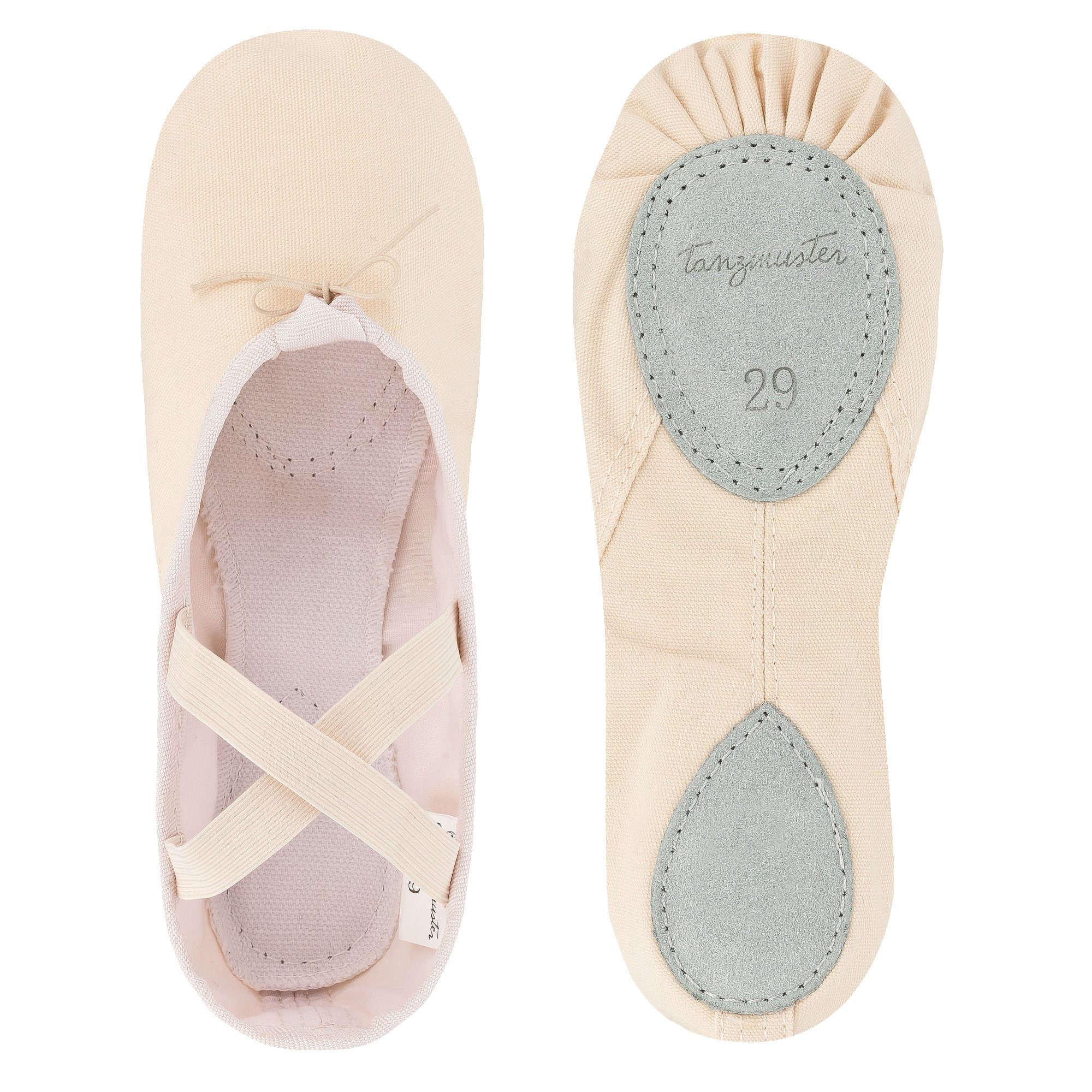 tanzmuster Ballettschuhe Charlie mit geteilter Ledersohle Tanzschuh Ballettschläppchen für Mädchen