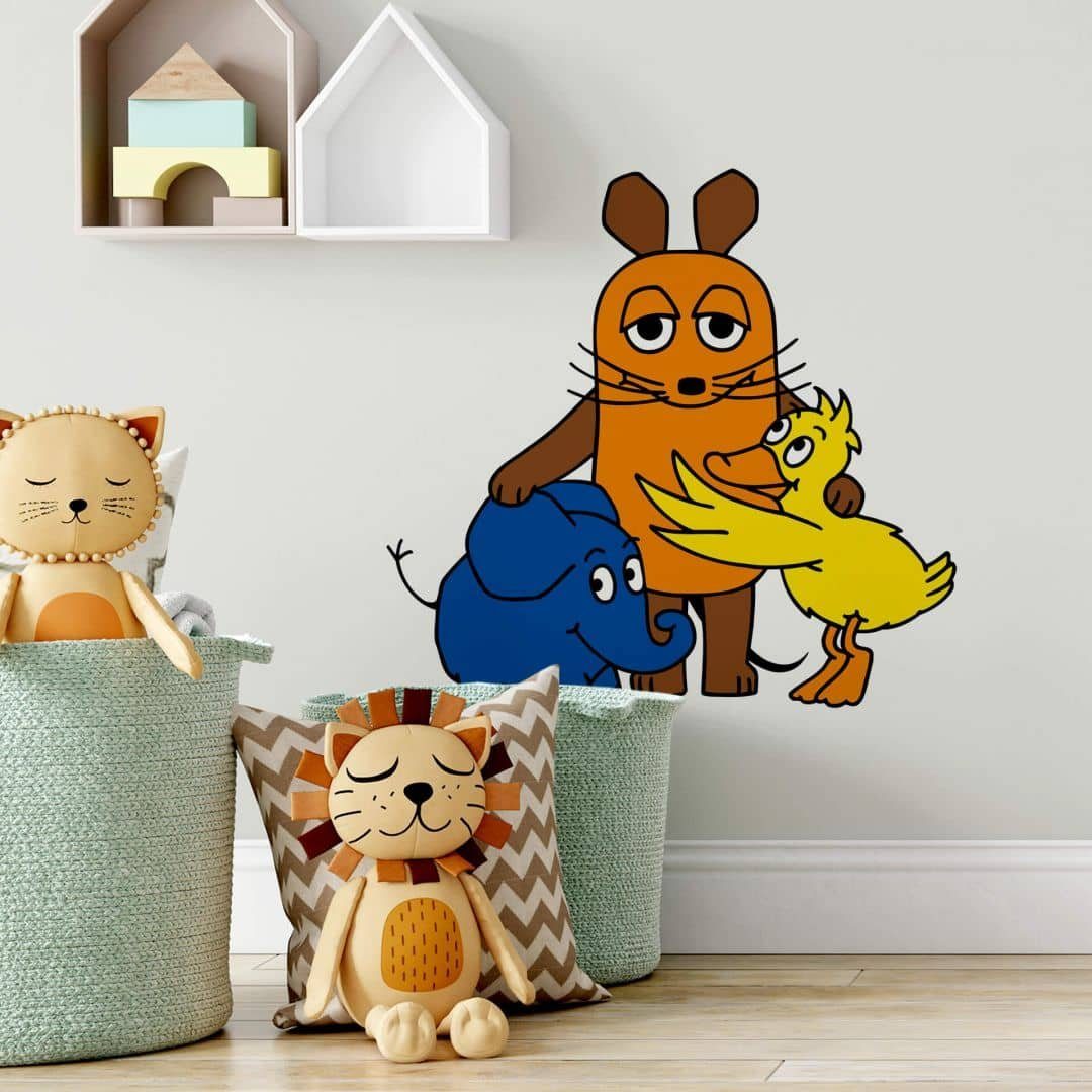 Die Maus Wandtattoo Kinderzimmer Wandbild Freunde Elefant Ente Aufkleber Wandsticker, selbstklebend, entfernbar