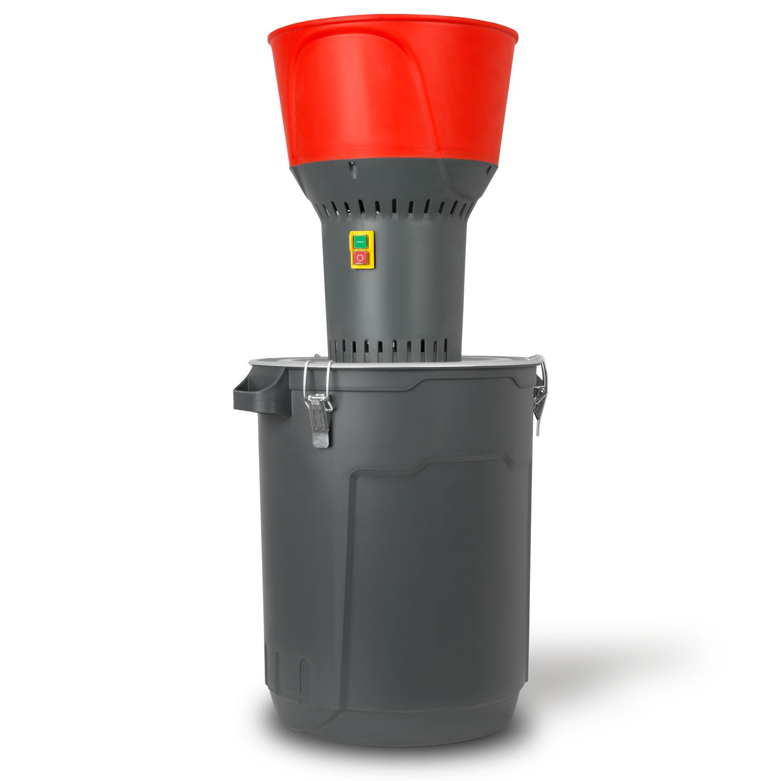 EBERTH Getreidemühle mit 50L Eimer, 1300 Watt Elektromotor, 13L Einfülltrichter, 400 kg/h, Schrotmühle mit Edelstahlklinge, fünf Siebe inkl.