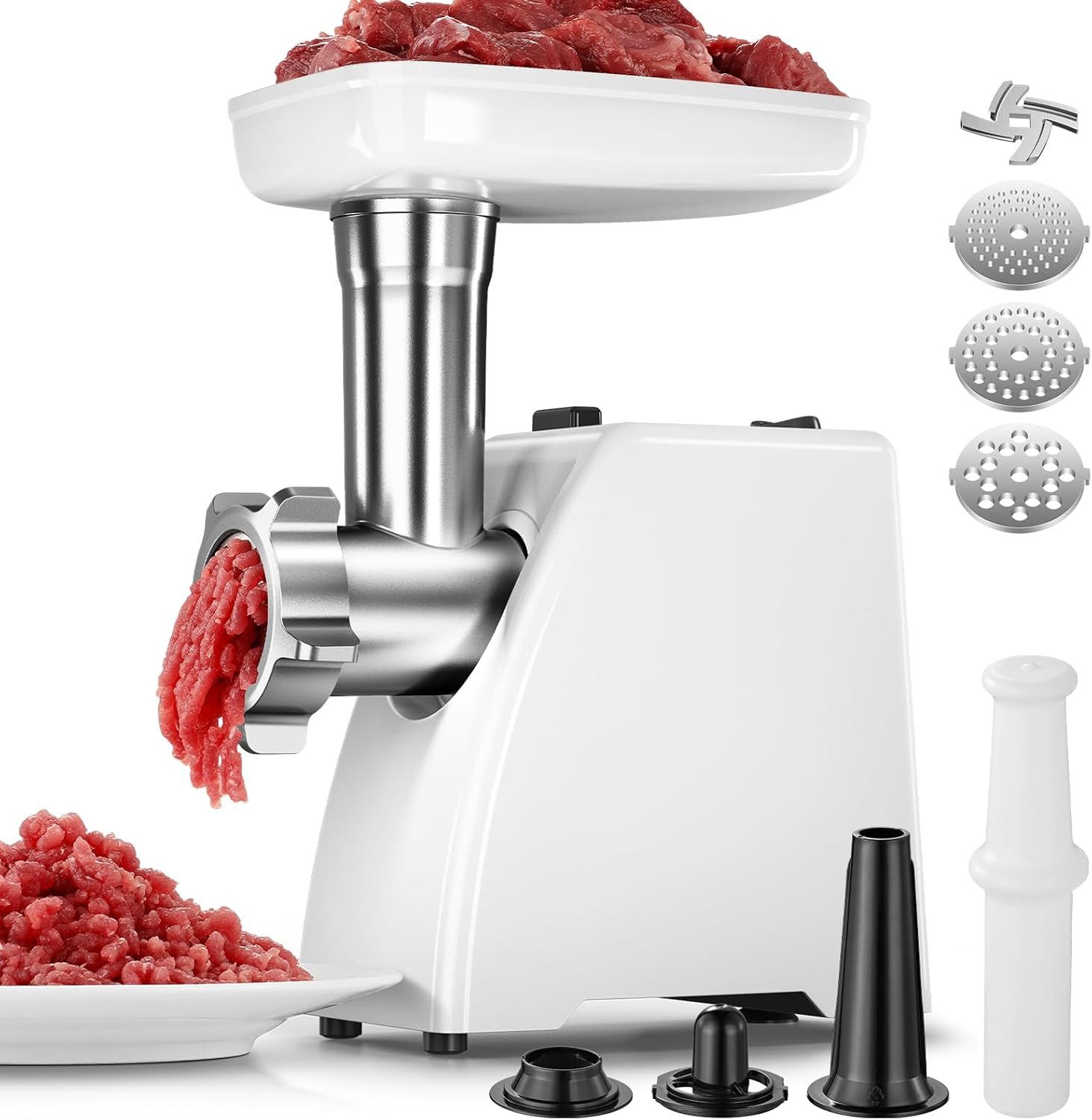 AMZCHEF Fleischwolf MGC0OT3, 300 W, mit 3 Platten, Würste & Haushaltsküche
