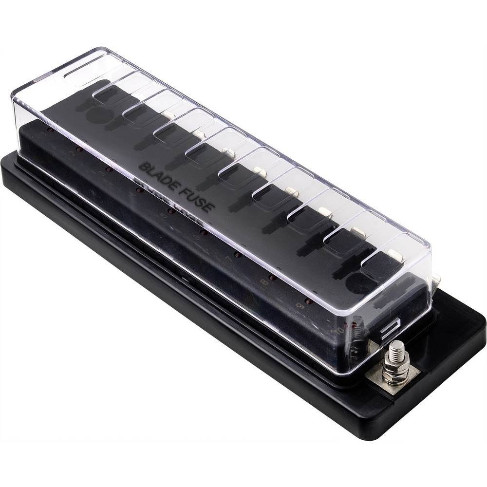 TRU COMPONENTS Sicherungshalter Flachsicherungs-Halter für 10 Sicherungen TC-9070380, mit Statusanzeige