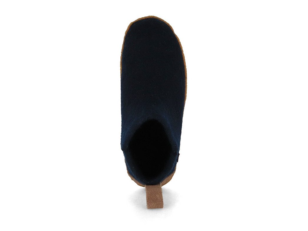 WoolFit Yeti Barfußhausschuhe mit Naturgummisohle Hausschuh mit Footprint Fußbett