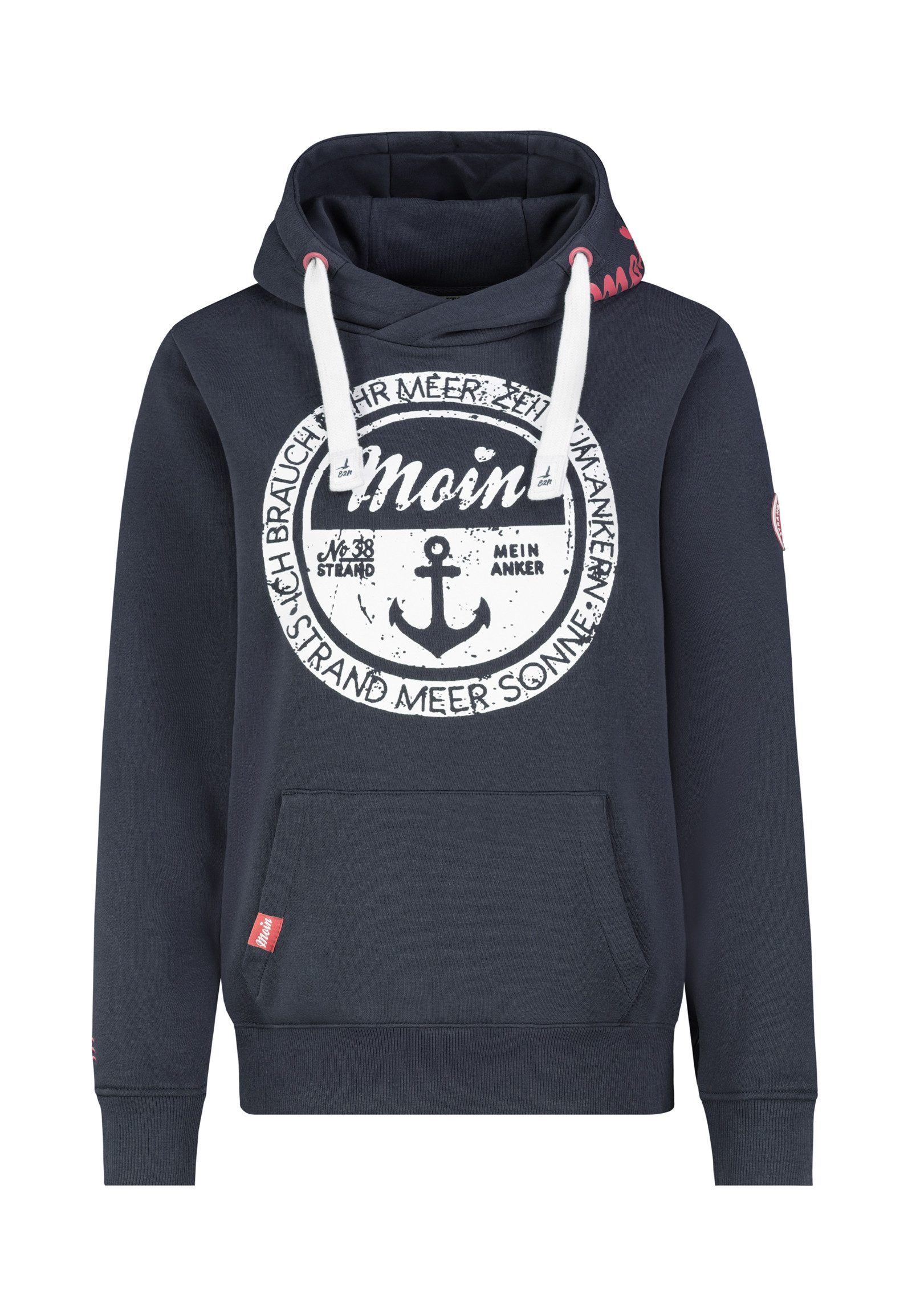 Eight2Nine Kapuzenpullover Damen Hoodie mit Küstenbackprint Sweater, Kapuzensweatshirt mit Kängurutasche, mit Kapuze