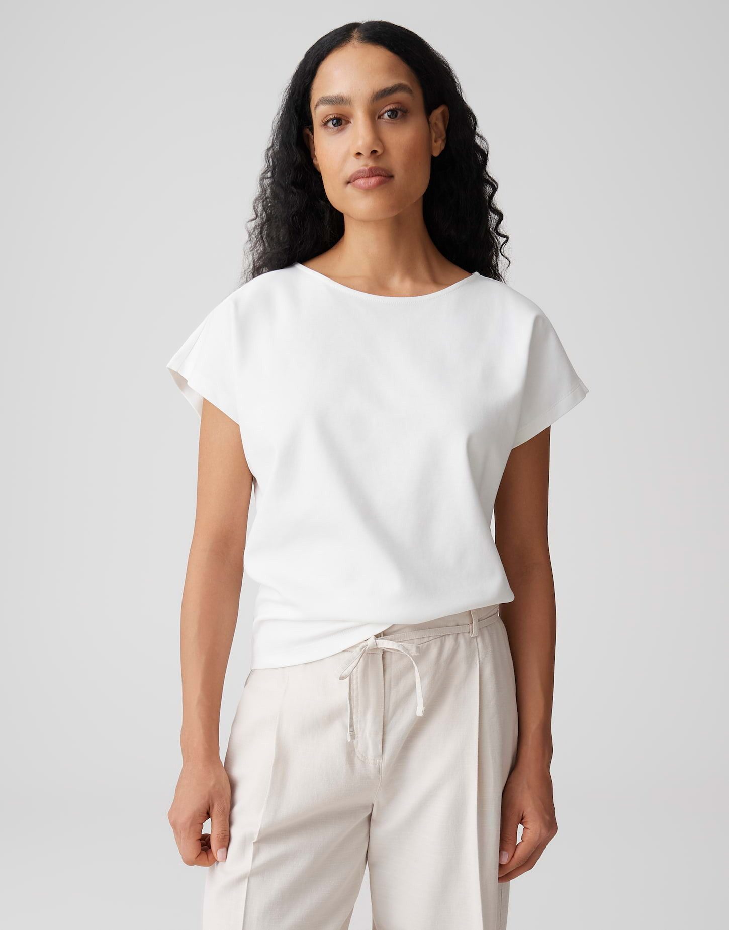 OPUS Kurzarmshirt Suschel aus Jersey mit lockerer Passform weich fließender Fall, glatter Griff, Casual