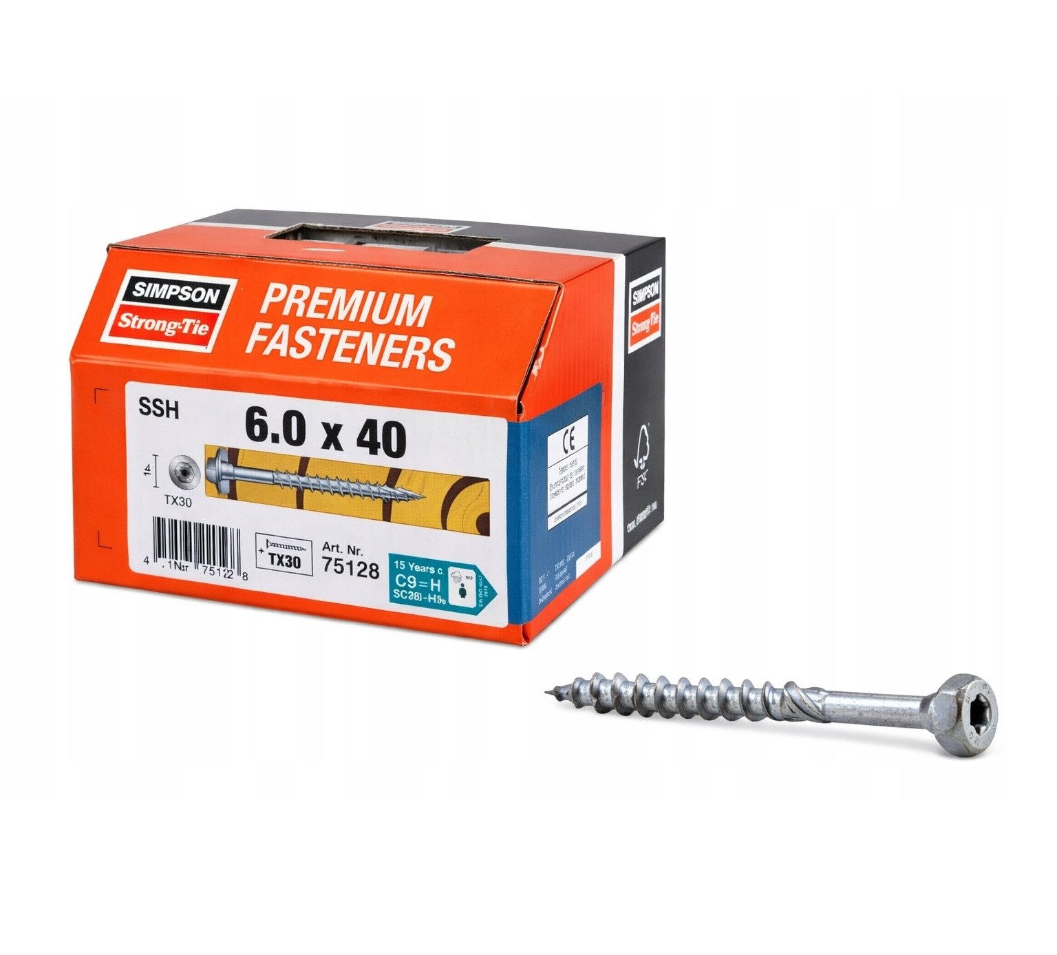 Simpson Strong-Tie® Holzbauschraube Konstruktionsschraube Sechskantkopf TX30, (100 St)