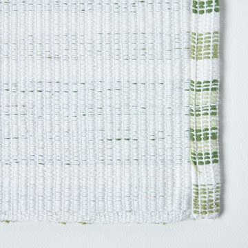 Badematte Badvorleger grün weiss gestreift 40 x 60 cm 100% Baumwolle Homescapes, Höhe 30 mm