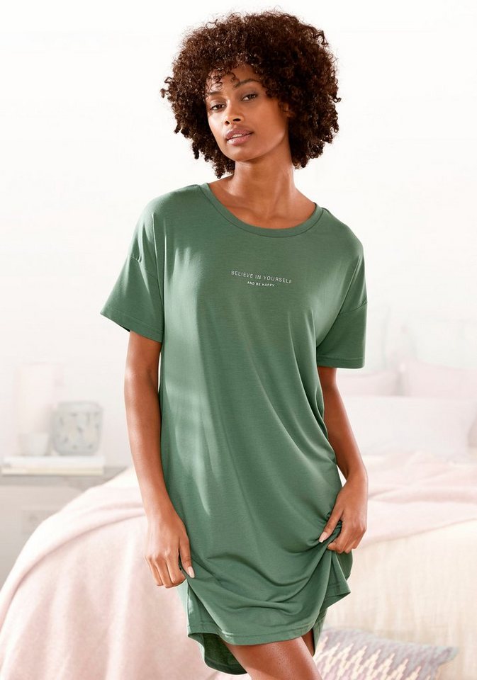 Buffalo Nachthemd mit Statement Print › grün  - Onlineshop OTTO