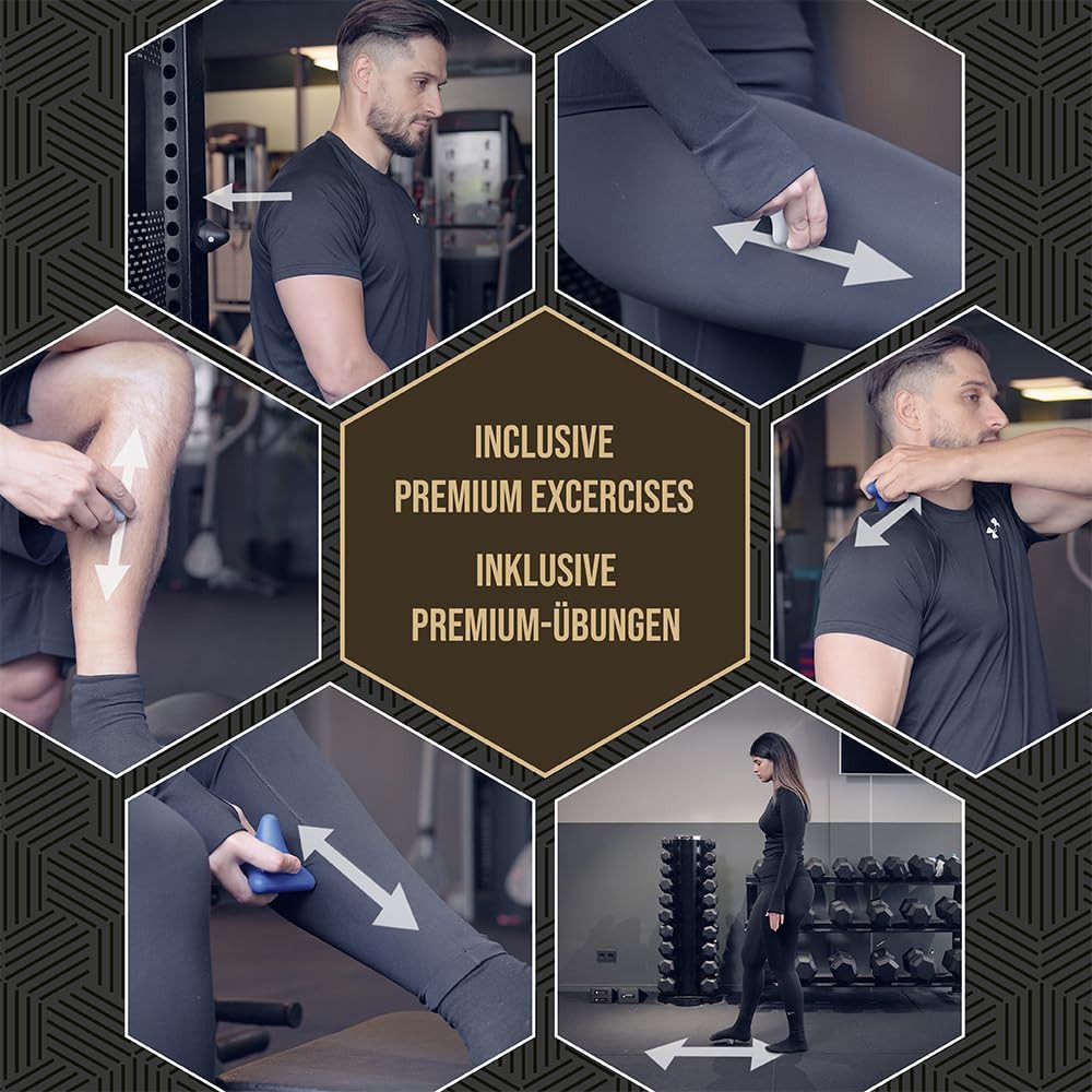 BOZEERA Massageball Triggerpunkt Drücker Set, Triggerdinger mit Saugnapf, Für Muskelschmerzen & Verspannungen 3-tlg., Triggerpunkt Massagegerät, Schmerzfrei Drücker Set Inkl. Video-Anleitung, Booklet & Tasche