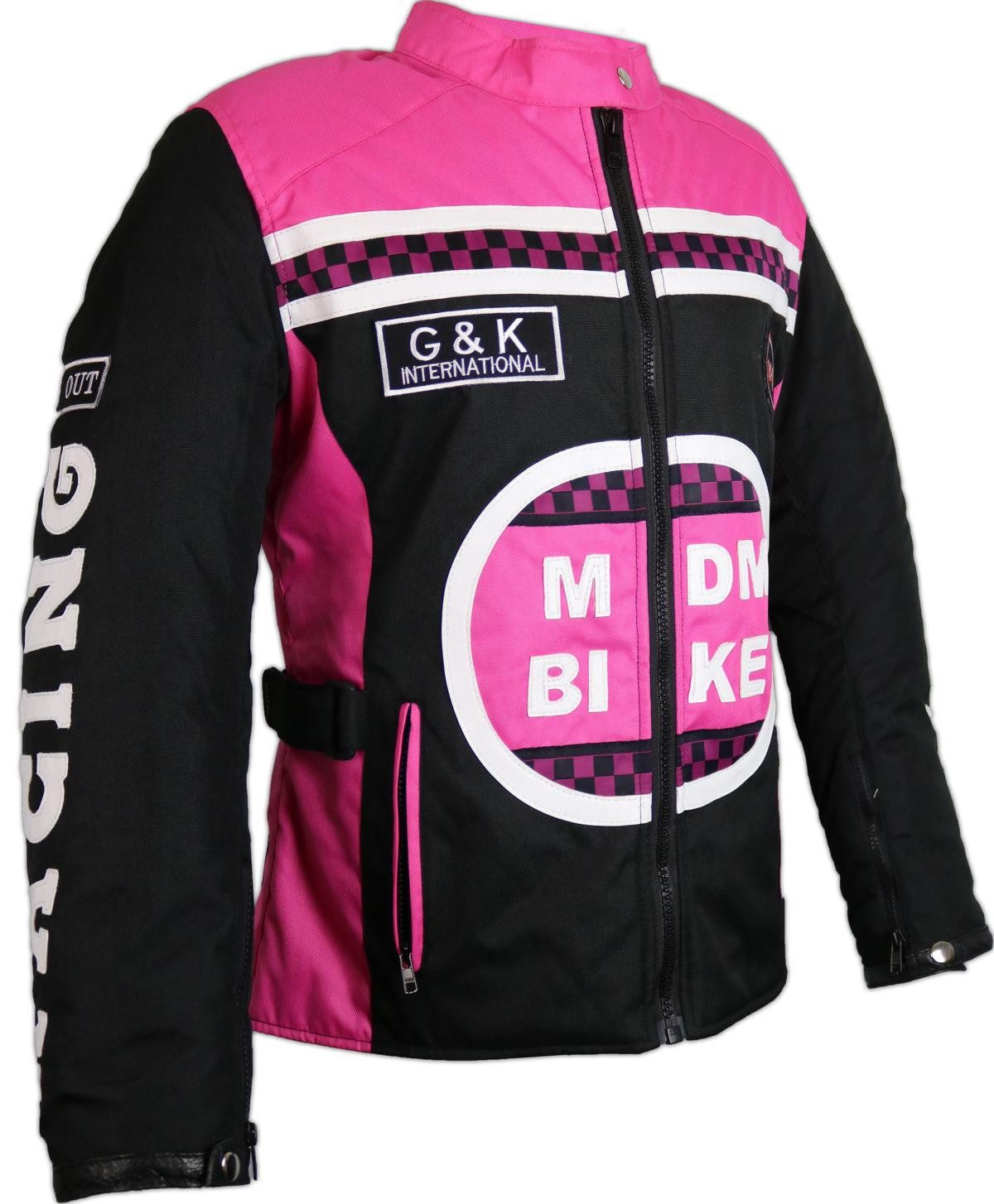 MDM Motorradjacke Damen Motorradjacke Textil Racing Stil mit Protektoren (Sportliche Damen Bikerjacke mit Protektoren und Windschutzleiste) Damen Racing Motorradjacke mit Protektoren, winddicht, tailliert