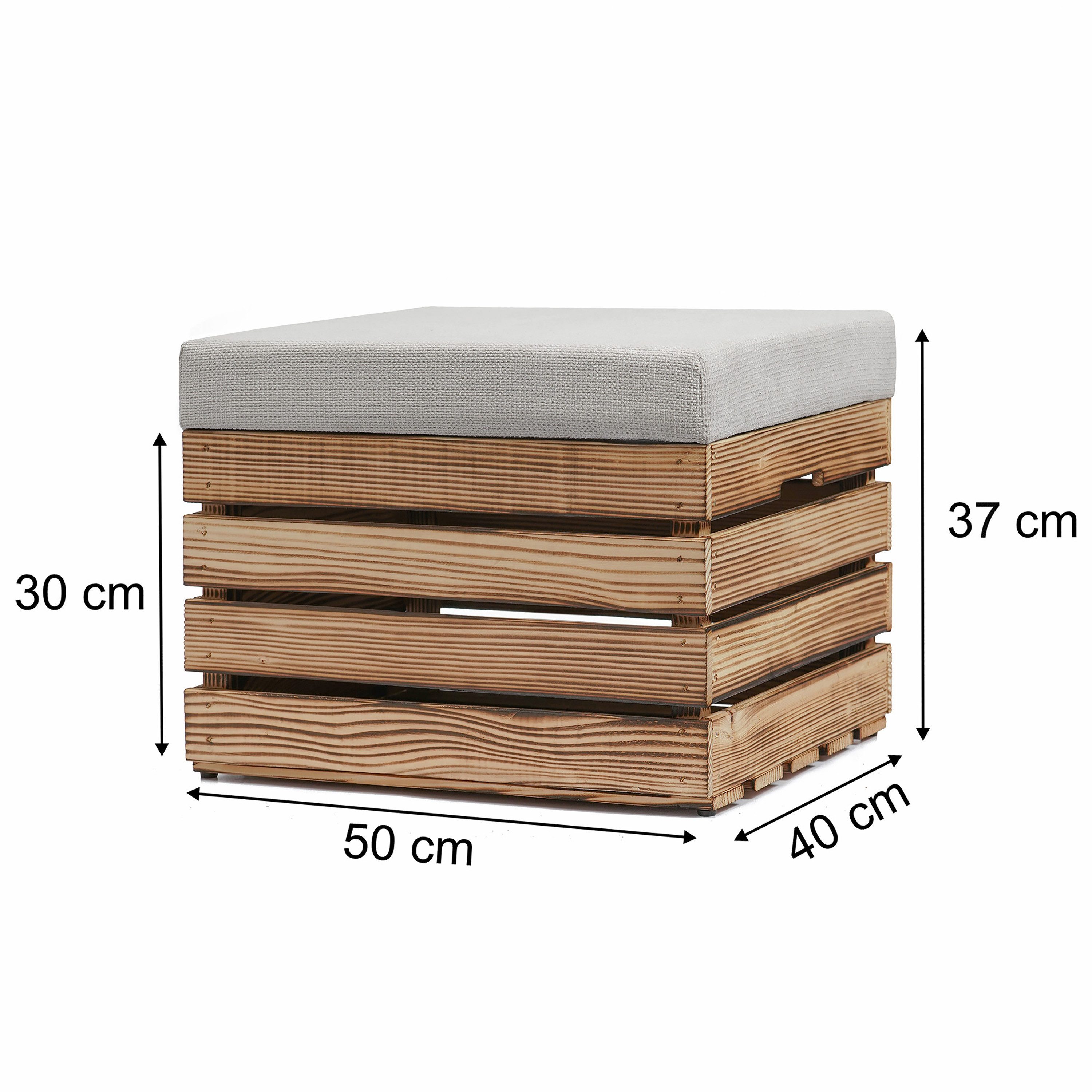 GrandBox Dekokiste Sitzhocker mit Stauraum 37x40x50 mit Polster – geflammt (1er Set)