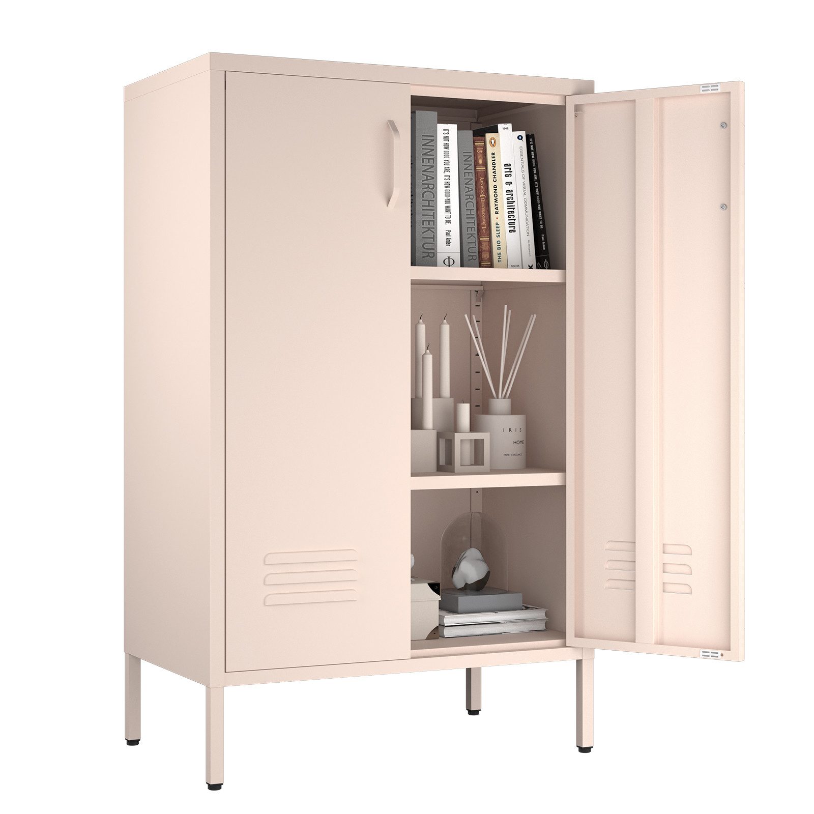 MODFU Aktenschrank Metallspeicherschrank (mit 2 Türen & 2 verstellbaren Regalen, 1-St., 65*35*106.6cm)